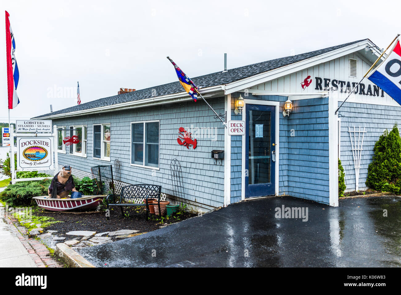 Belfast, USA June 9, 2017 Empty small village in Maine during rain