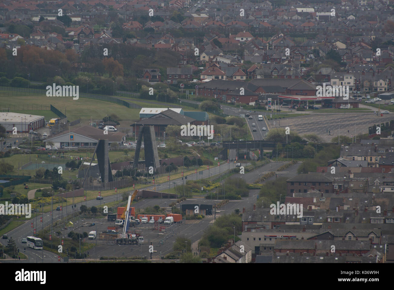 Blackpools, Yeadon way meets Seasiders way. Image taken from height. credit: LEE RAMSDEN / ALAMY Stock Photo