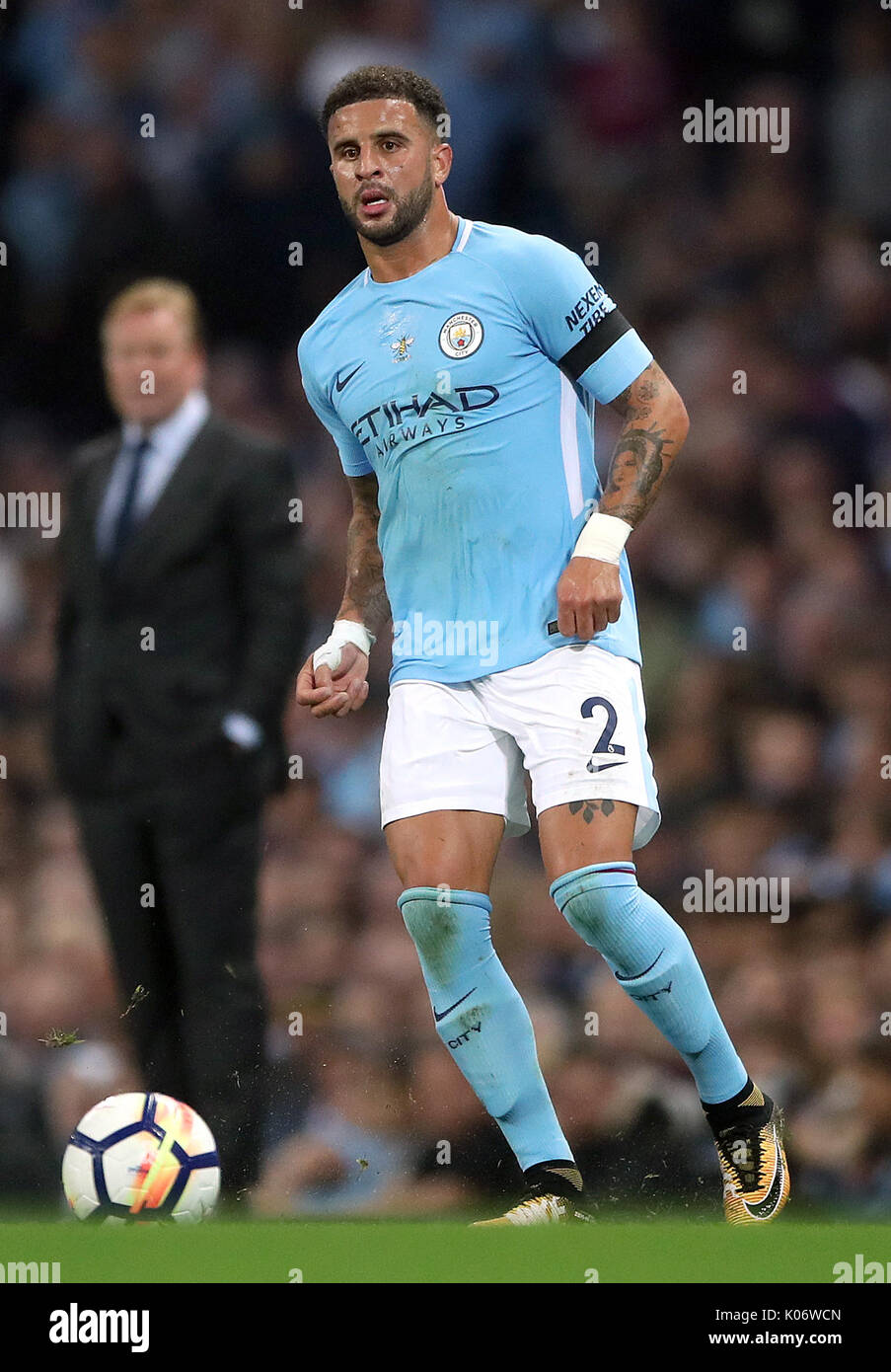 Manchester City's Kyle Walker during the Premier League match at the Etihad Stadium, Manchester. PRESS ASSOCIATION Photo. Picture date: Monday August 21, 2017. See PA story SOCCER Man City. Photo credit should read: Nick Potts/PA Wire. RESTRICTIONS: No use with unauthorised audio, video, data, fixture lists, club/league logos or 'live' services. Online in-match use limited to 75 images, no video emulation. No use in betting, games or single club/league/player publications. Stock Photo