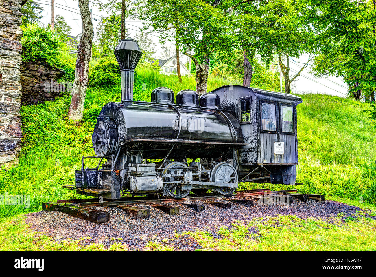 Rockport, USA June 9, 2017 Vulcan steam train car antique