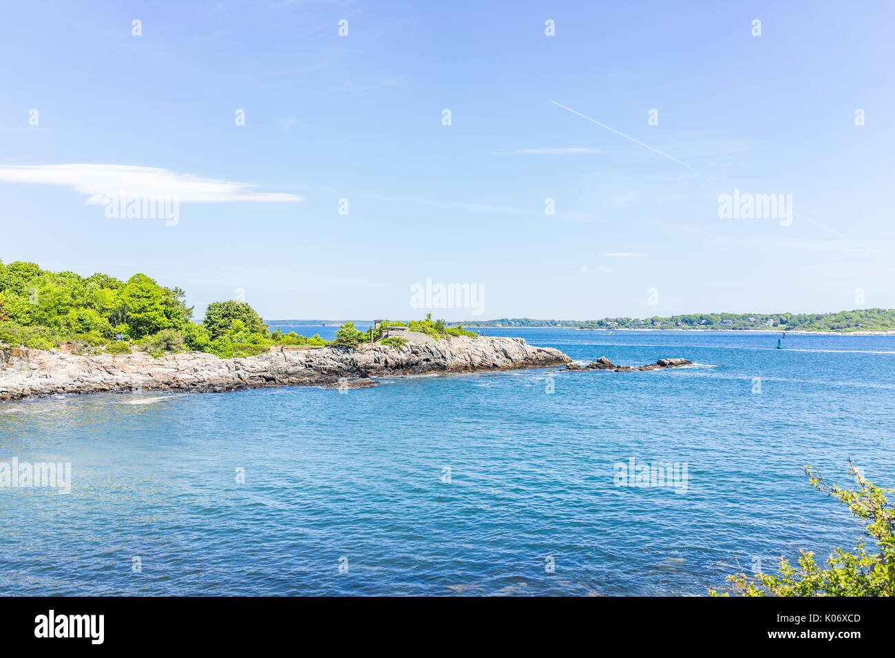 Ship Cove by Portland Head Lighthouse in Cape Elizabeth, Maine Stock