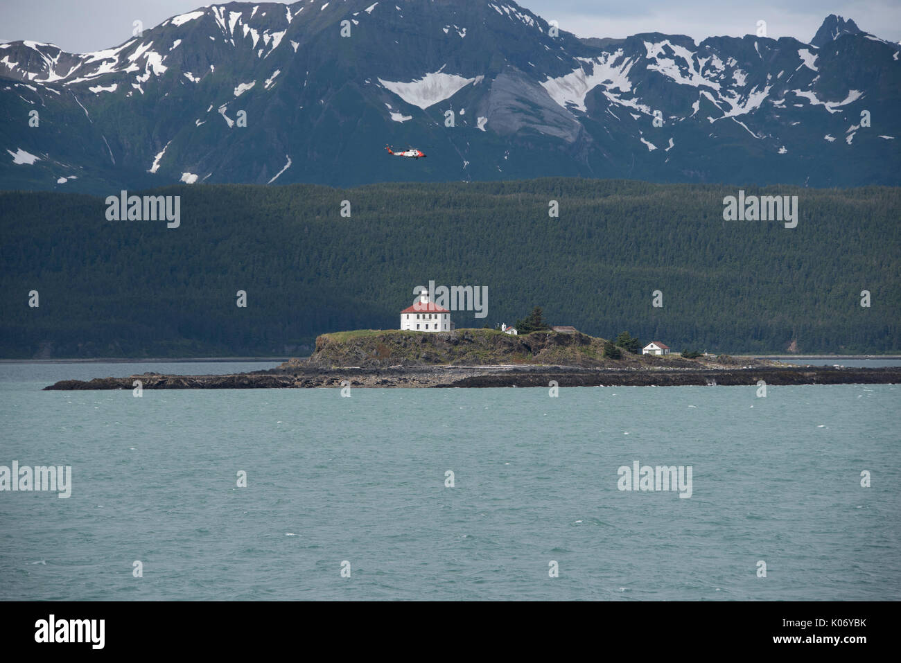 Eldred Rock Lighthouse in Summer Stock Photo