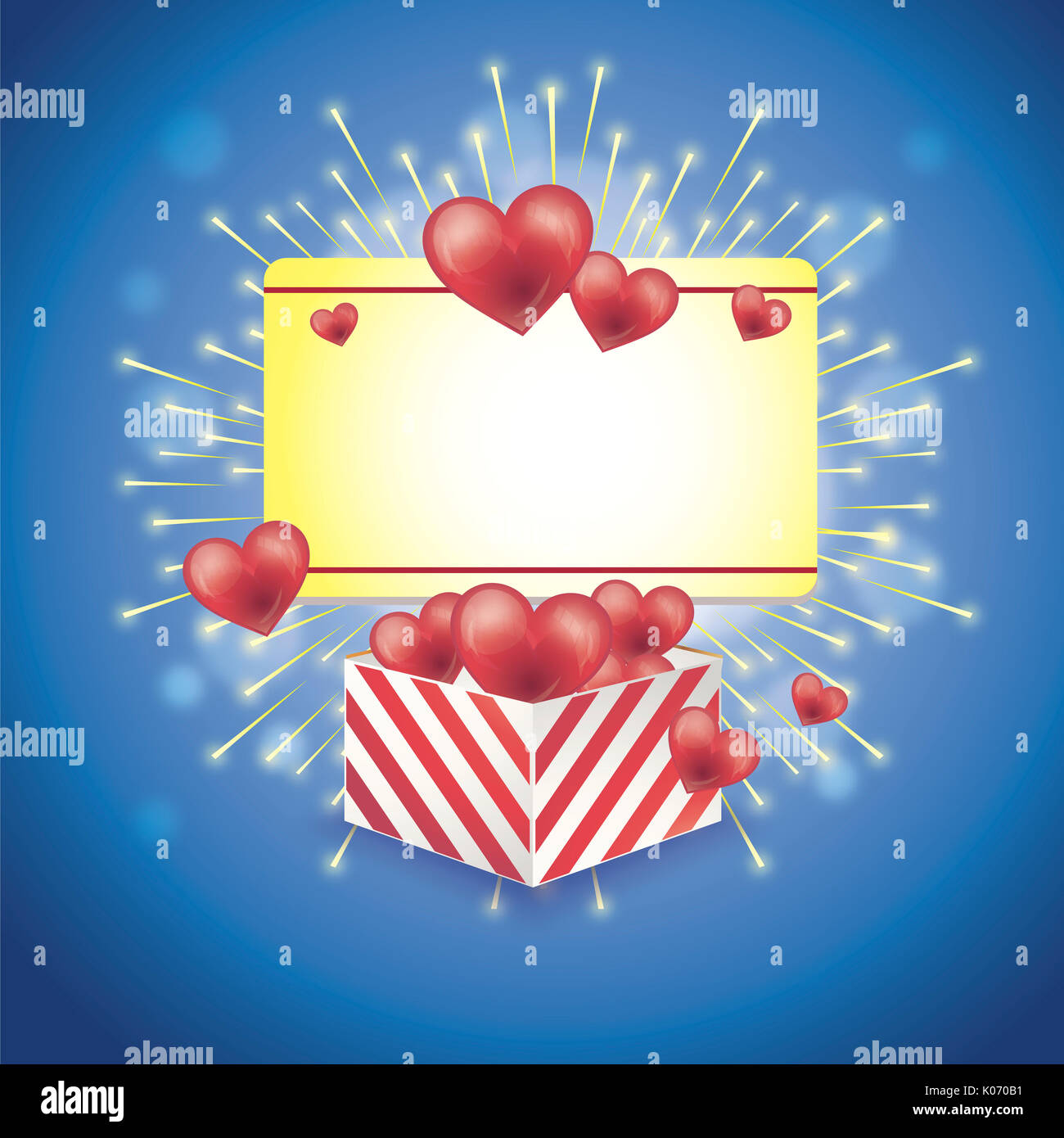 Hearts popping out of present box Stock Photo