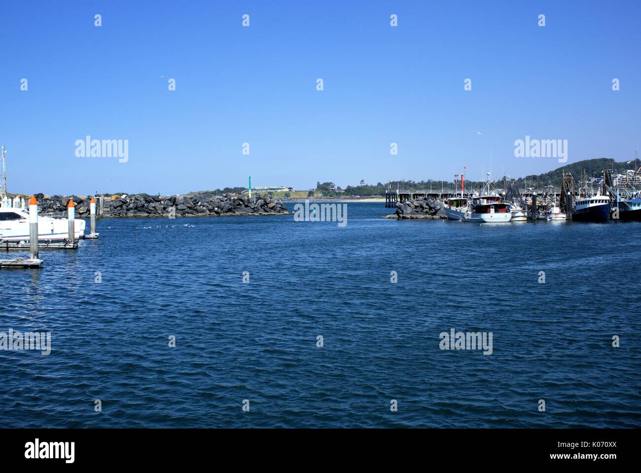 Dated 19 Aug 2017. Entry and exit to Coffs Harbour International Marina in New South Wales Australia Stock Photo