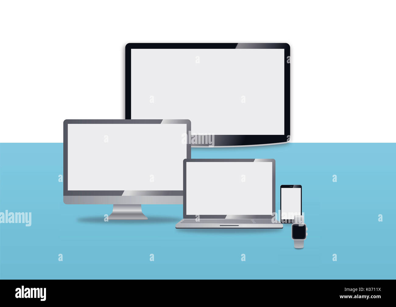 Infographic illustration of TV, computer monitor, notebook computer