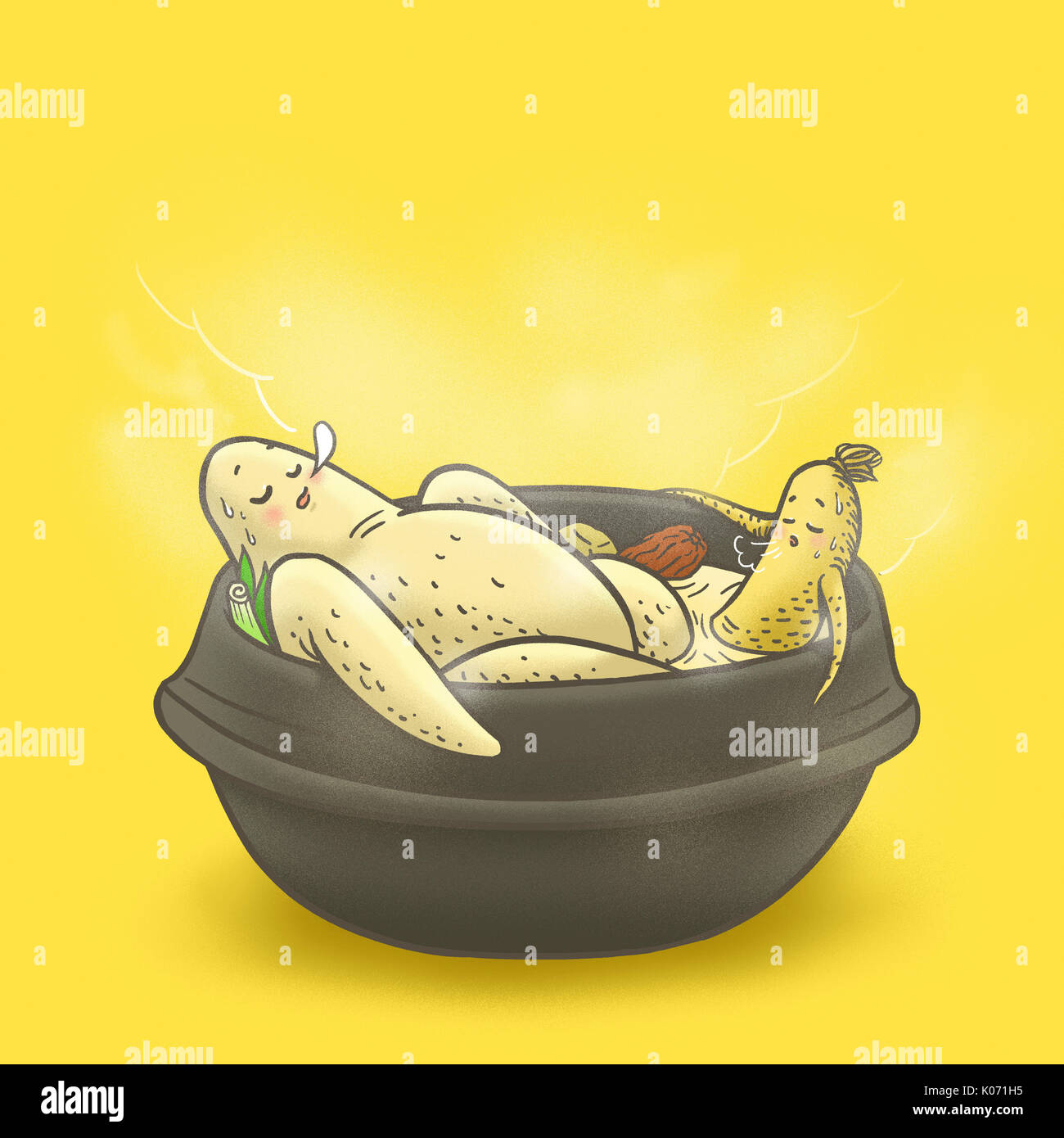 Personified traditional Korean healthy food, samgyetang Stock Photo - Alamy