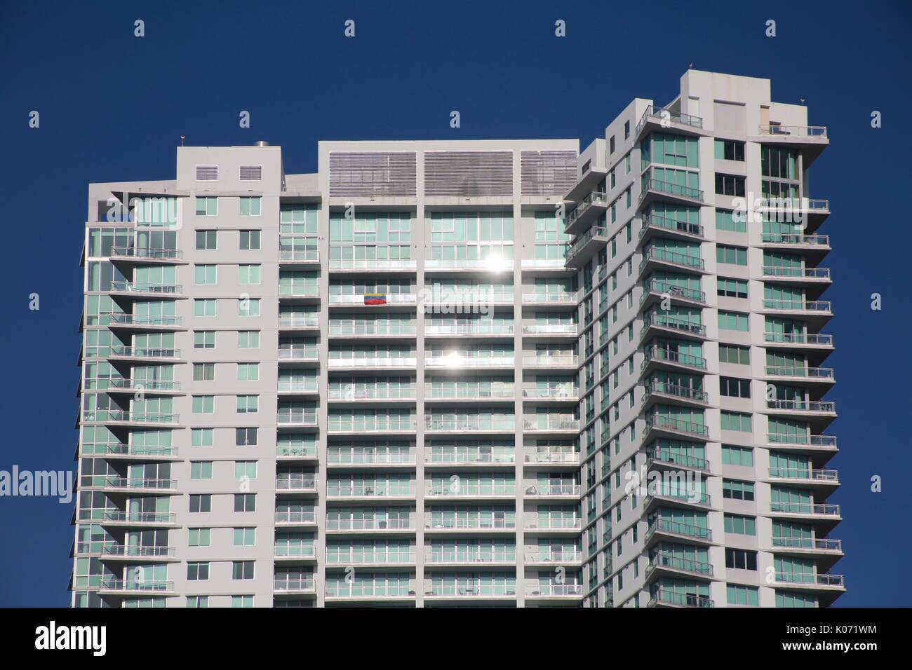 View of Sun Gleaming Off Windows of Luxury High-Rise Condominiums from tthe ...