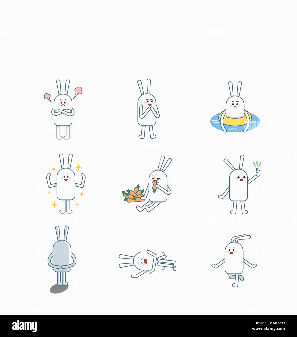 Various emoticon icons of rabbits Stock Photo - Alamy