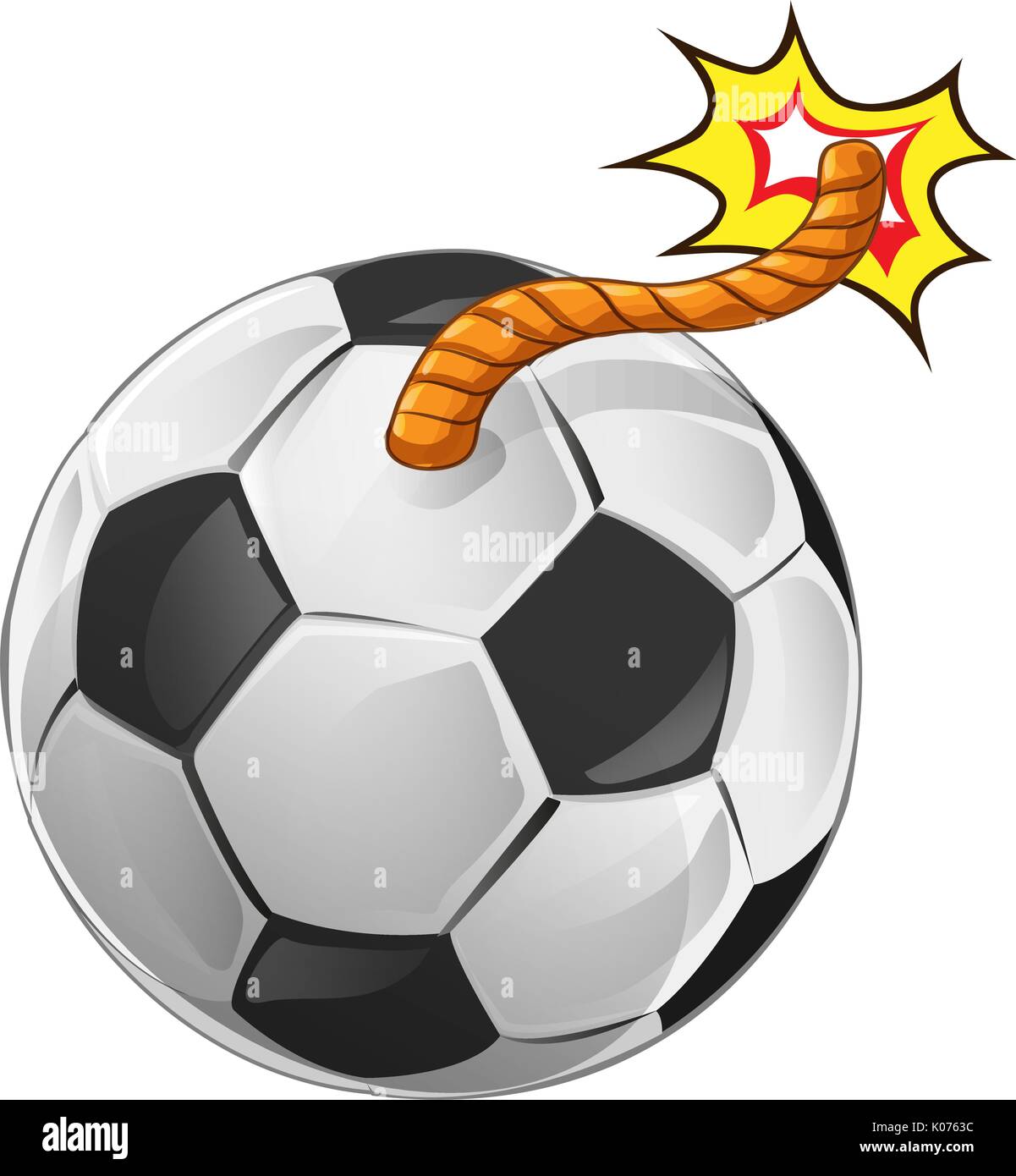 Abstract soccer ball shaped like a bomb. Illustration on white background for design Stock Vector