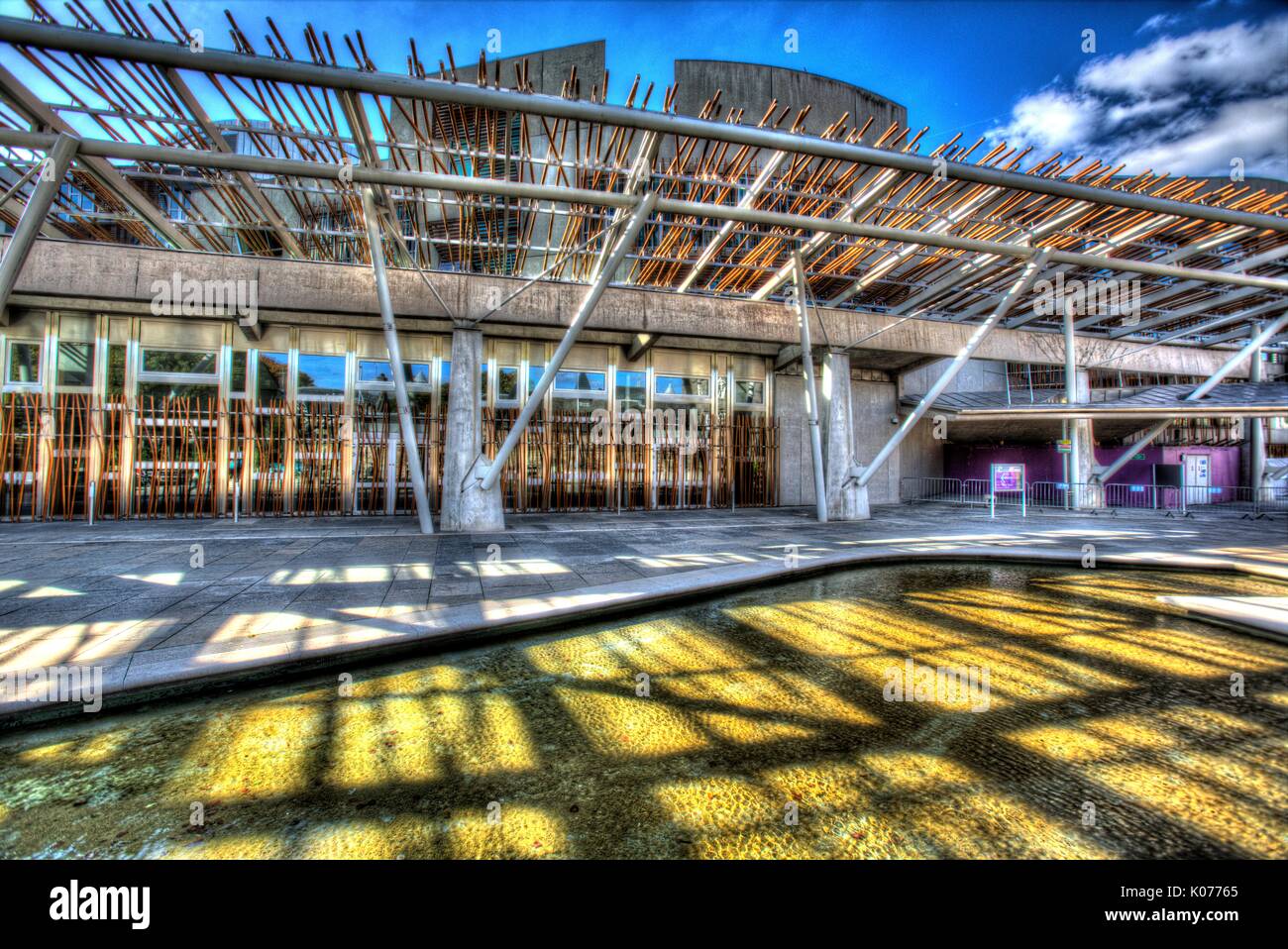 City of Edinburgh, Scotland. The Scottish Parliament public entrance at Horse Wynd. Stock Photo