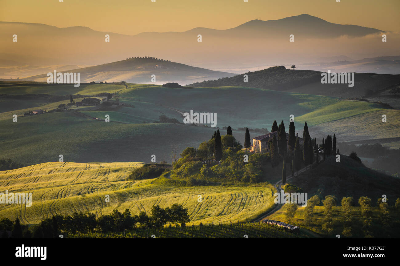 Podere Belvedere, San Quirico d'Orcia, Tuscany, Italy. Stock Photo