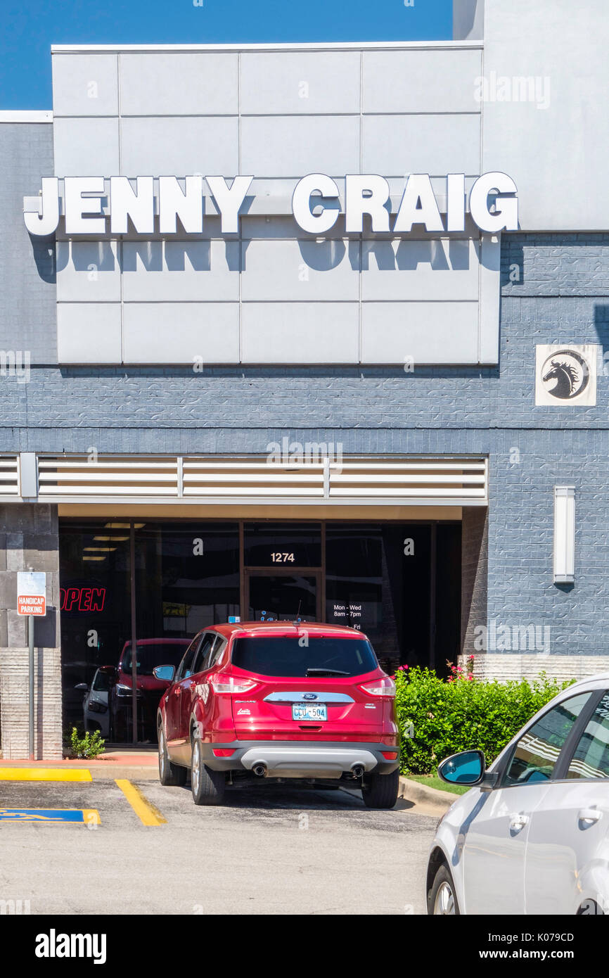 Exterior storefront of a branch office of Jenny Craig, a weight loss system and program. Norman, Oklahoma, USA. Stock Photo