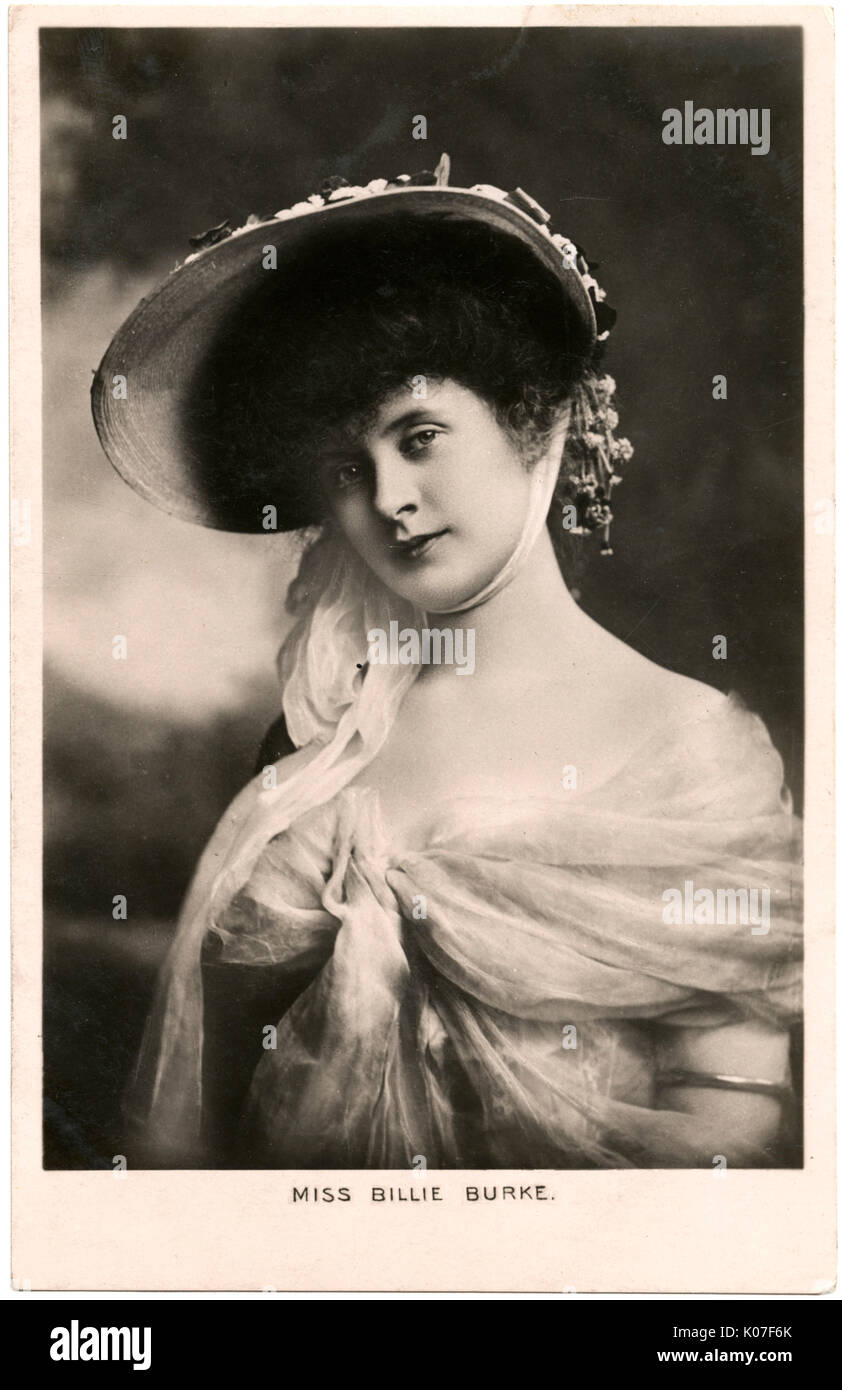 Billie Burke (1884 - 1970) American actress, in a  picturesque bonnet.       Date: Stock Photo