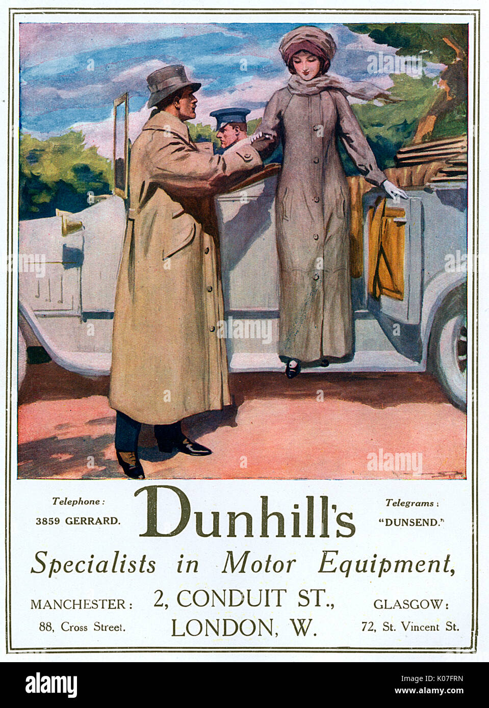 Advert for Dunhill's motoring equipment 1912 Stock Photo