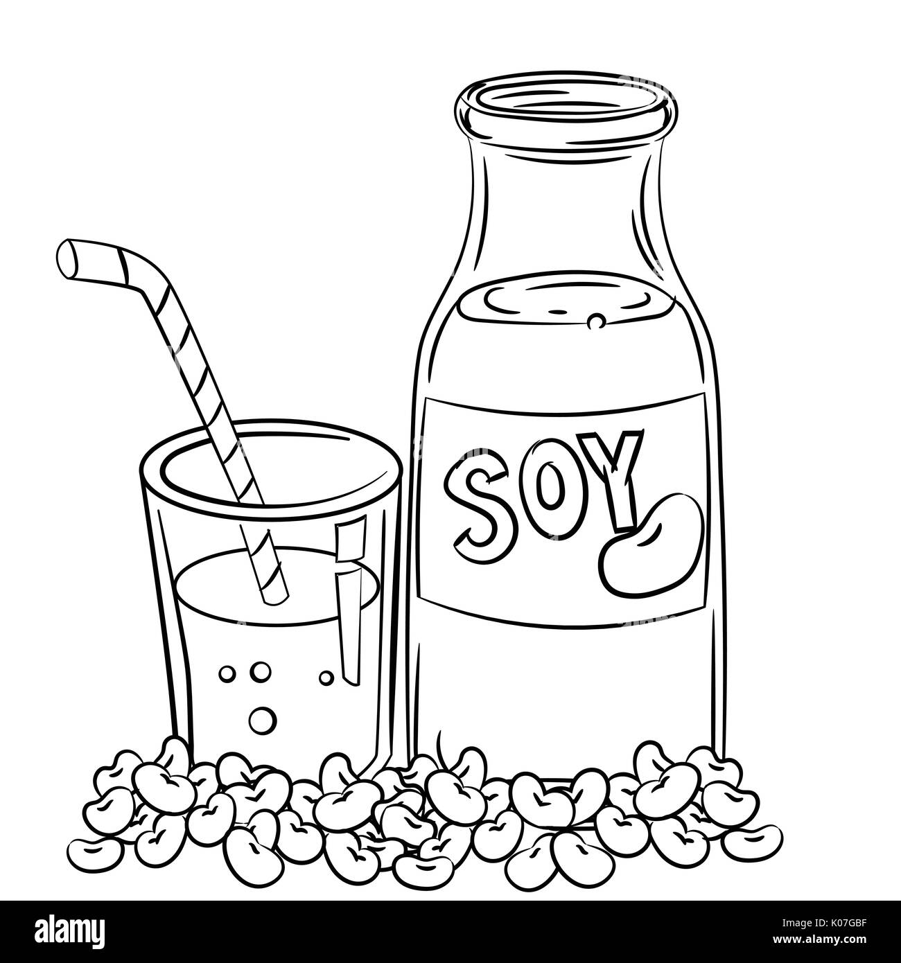 Download Hand drawn sketch soy milk, Black and White simple line Vector Stock Vector Art & Illustration ...