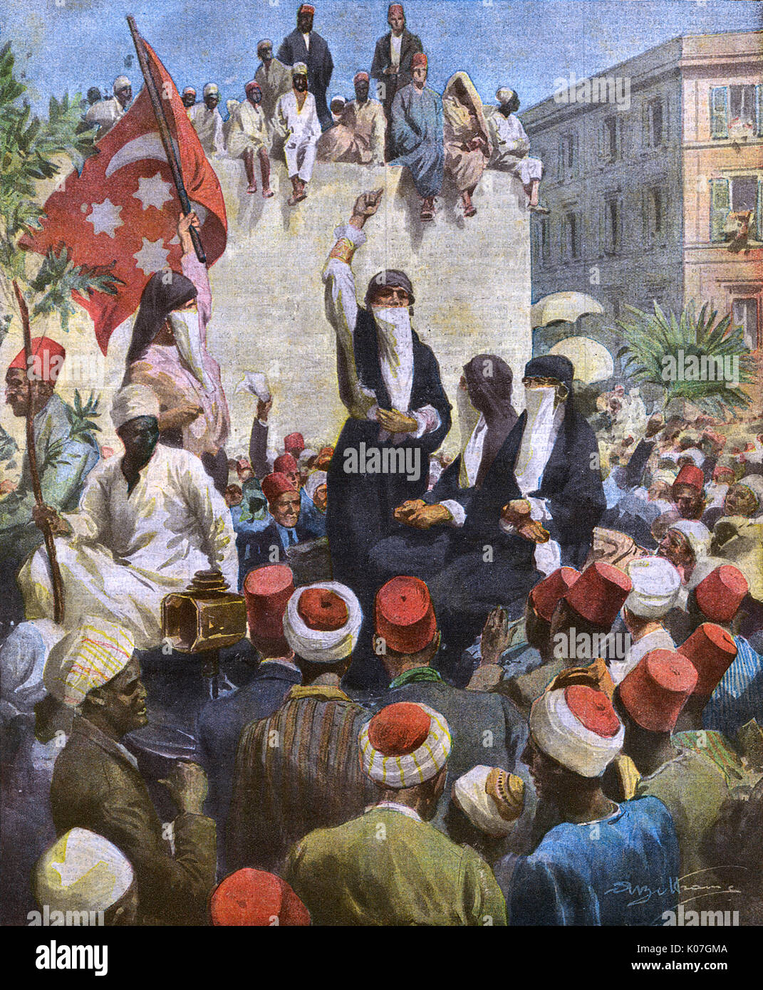 Women speak in public in  Cairo.        Date: 1919 Stock Photo