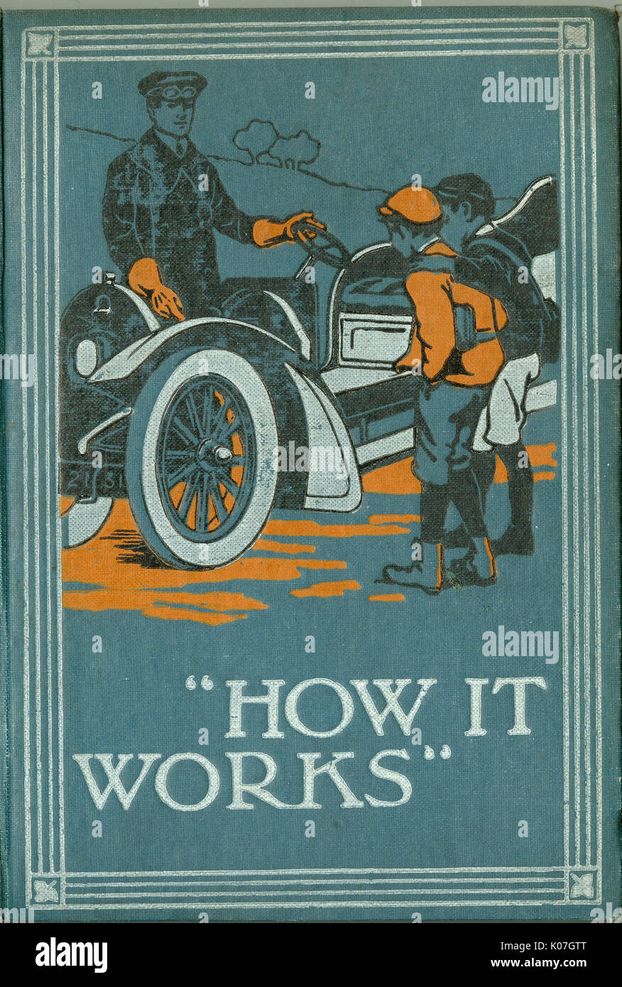 'How it works' - boys are  introduced to the mysteries  of the motor car.       Date: circa 1902 Stock Photo