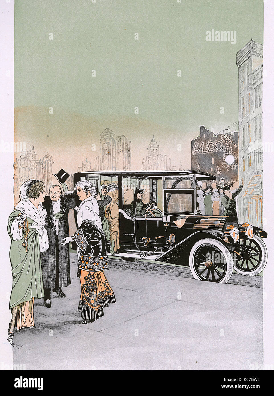The Alco offers you a seven- passenger vehicle - all the  family plus your friends !       Date: 1912 Stock Photo