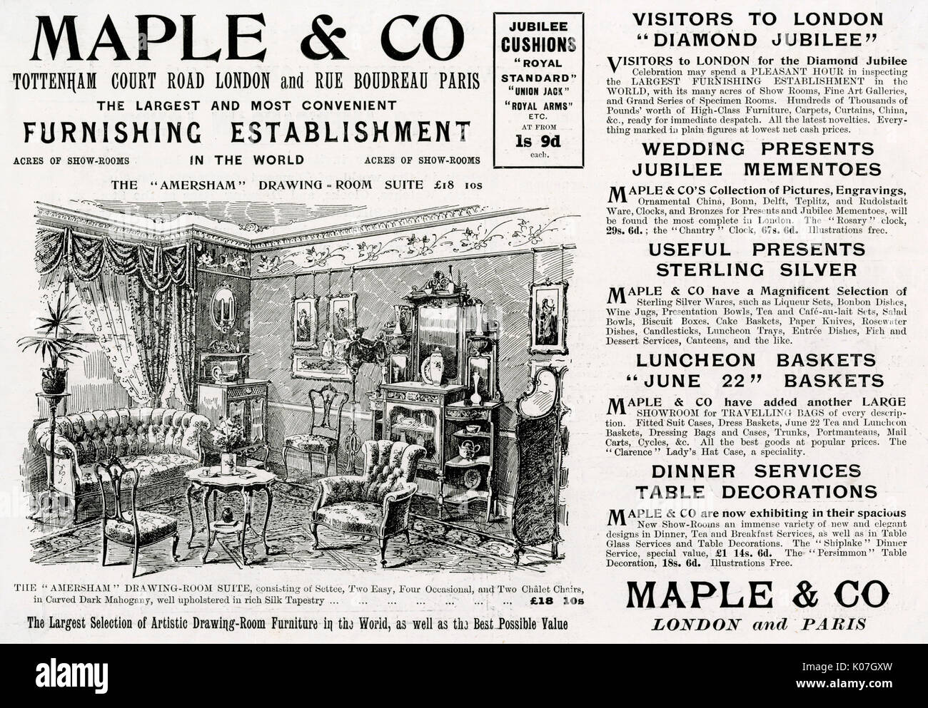 Advert for Maple & Co drawing-room suite 1897 Stock Photo