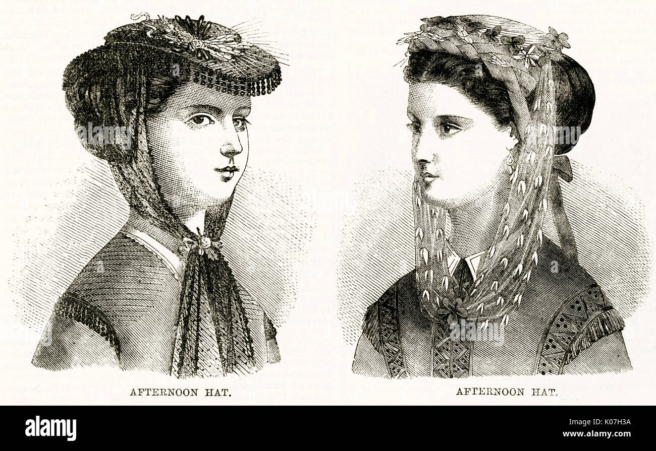 Afternoon hats 1867 Stock Photo