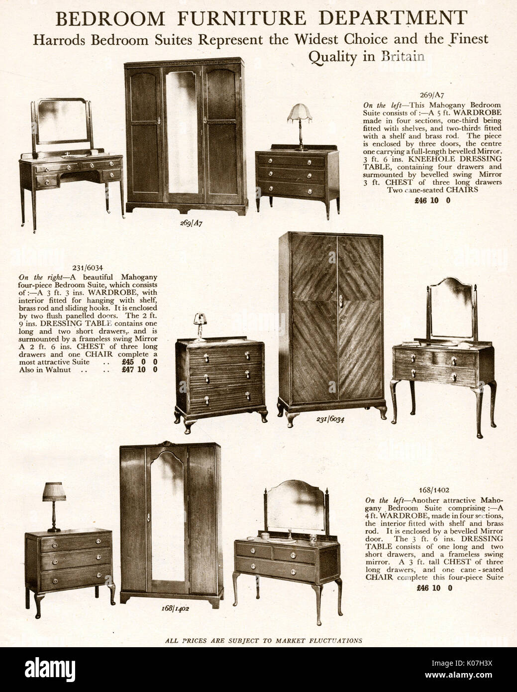 Bedroom suites 1929 Stock Photo