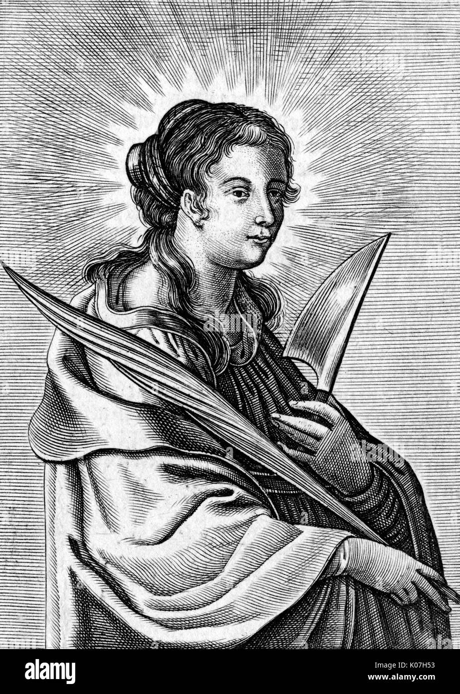 Saint Sura is not mentioned in any of our reference books, so we can tell you nothing  about her. Possibly she was one of the many good women martyred in the 3rd century.     Date: probably 3rd century Stock Photo