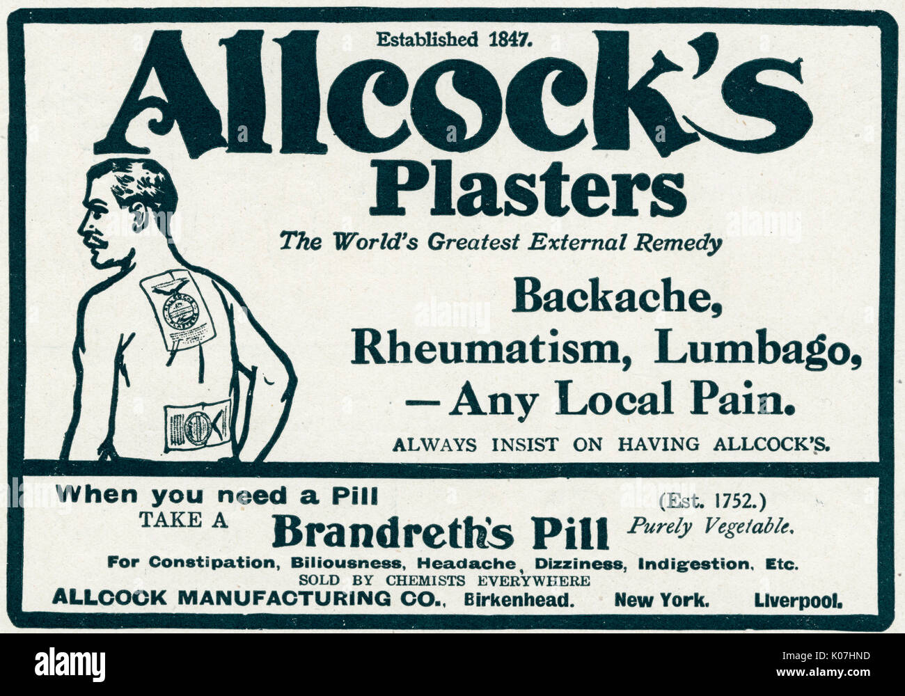Allcock's Plasters for pain relief, backache, rheumatism, lumbago and ...