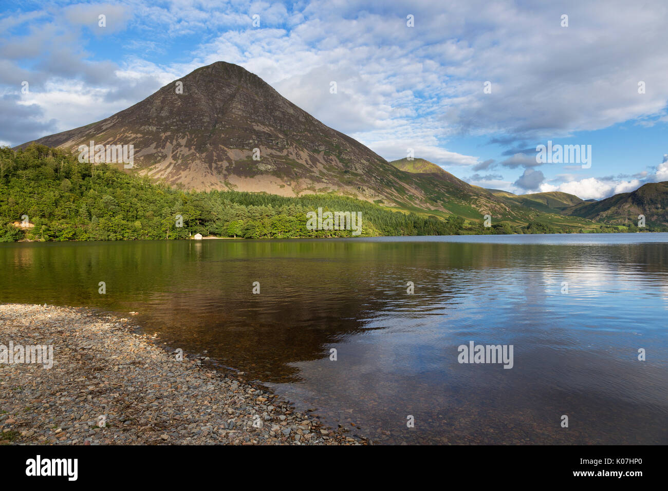 A view of Grasmoor the mountain is seen here from the northern shore