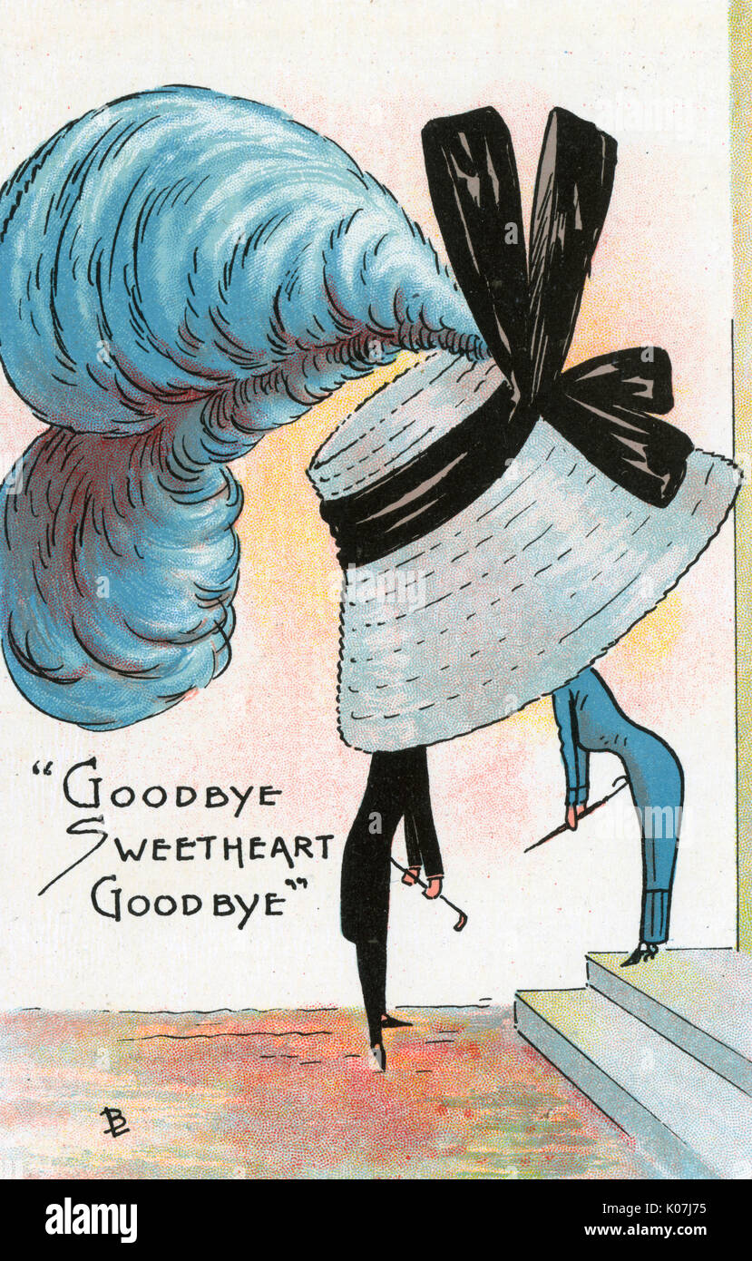 Comic Postcard - Hat theme - Goodbye Sweetheart Goodbye Stock Photo