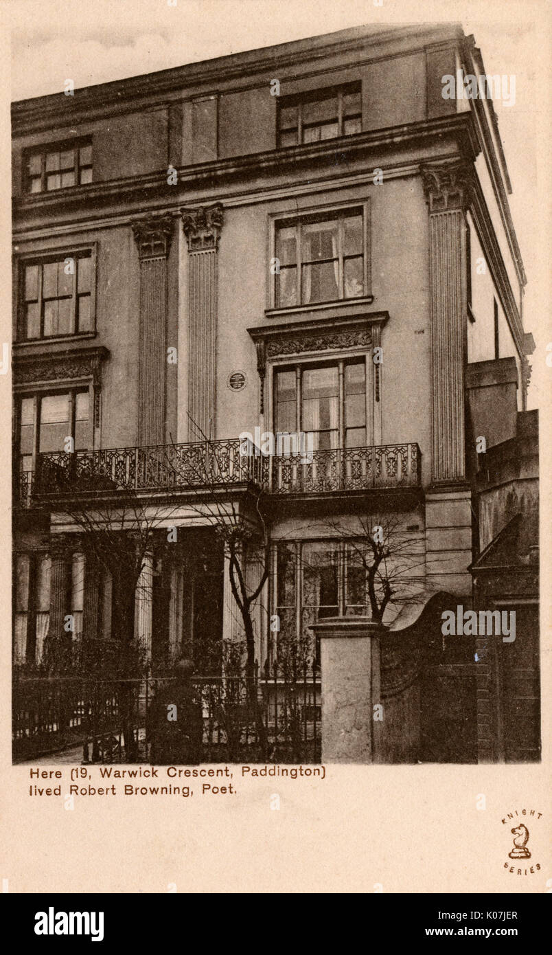 The Home of Robert Browning, 19 Warwick Crescent, Paddington Stock Photo