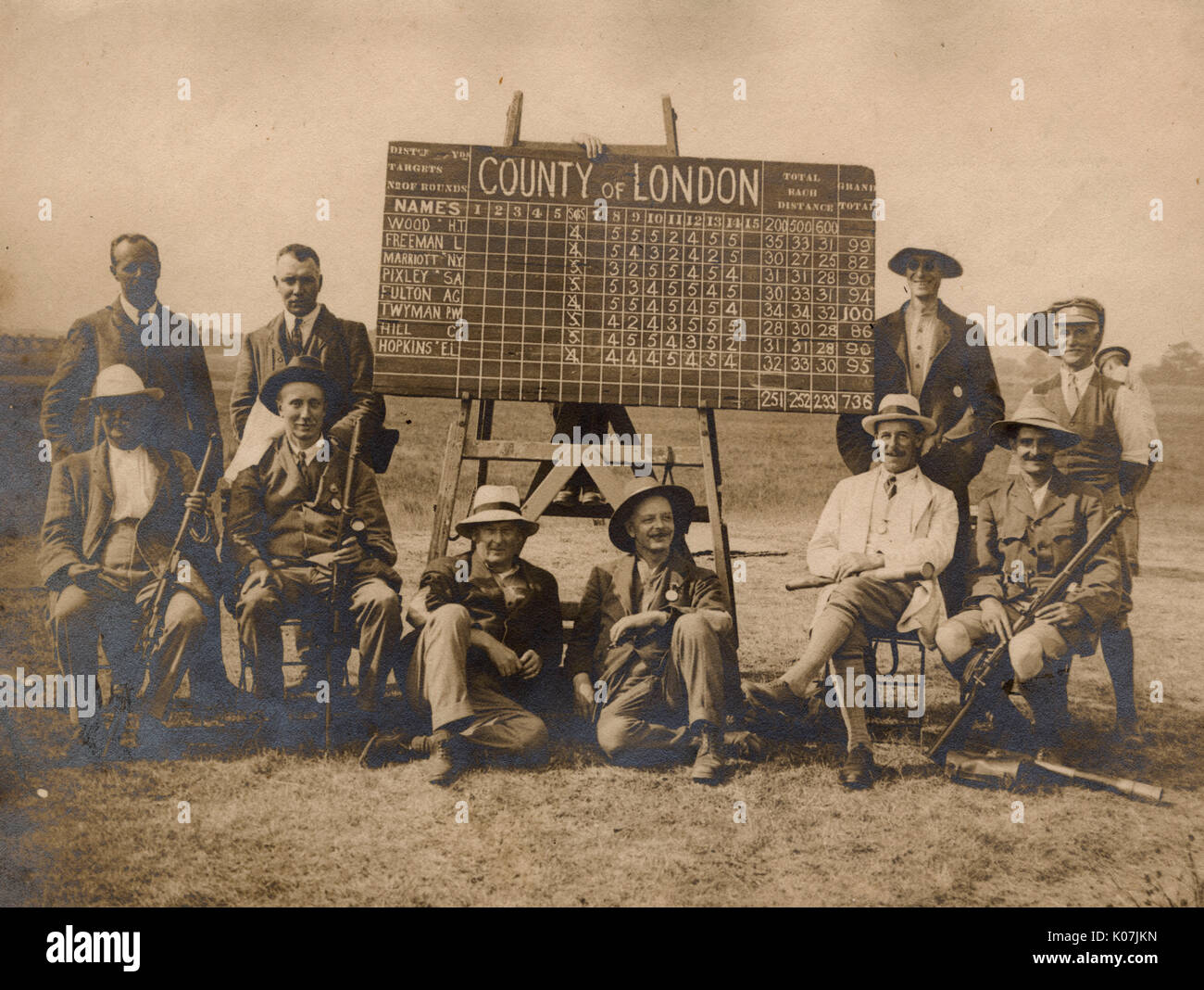 County of London Rifle Shooting Championship The Competitors and Results. Date circa 1930