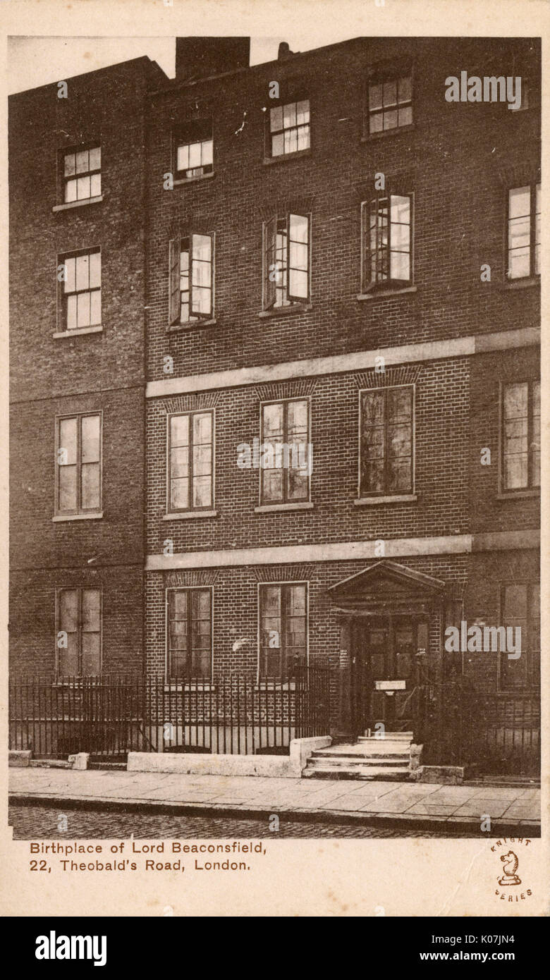 Disraeli's Birthplace, 22 Theobald's Road, London Stock Photo