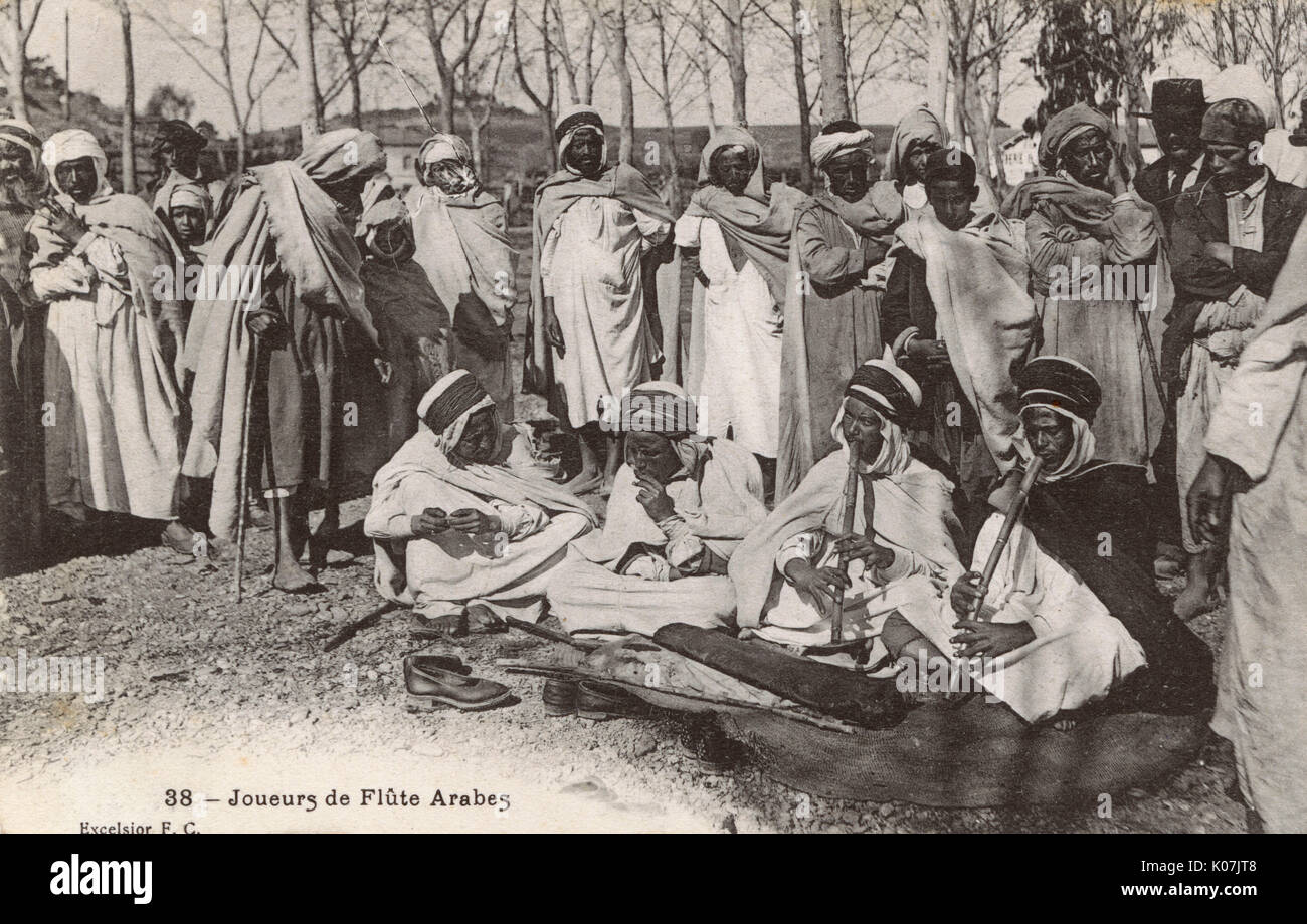 Arabian flute players - Algeria, North Africa Stock Photo