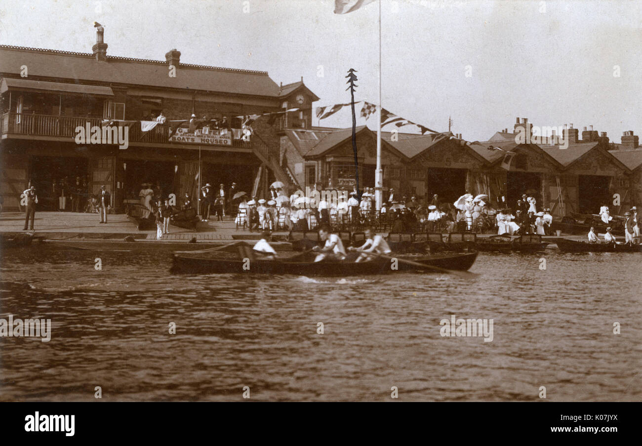 Eton College Boathouses on the River Thames Stock Photo