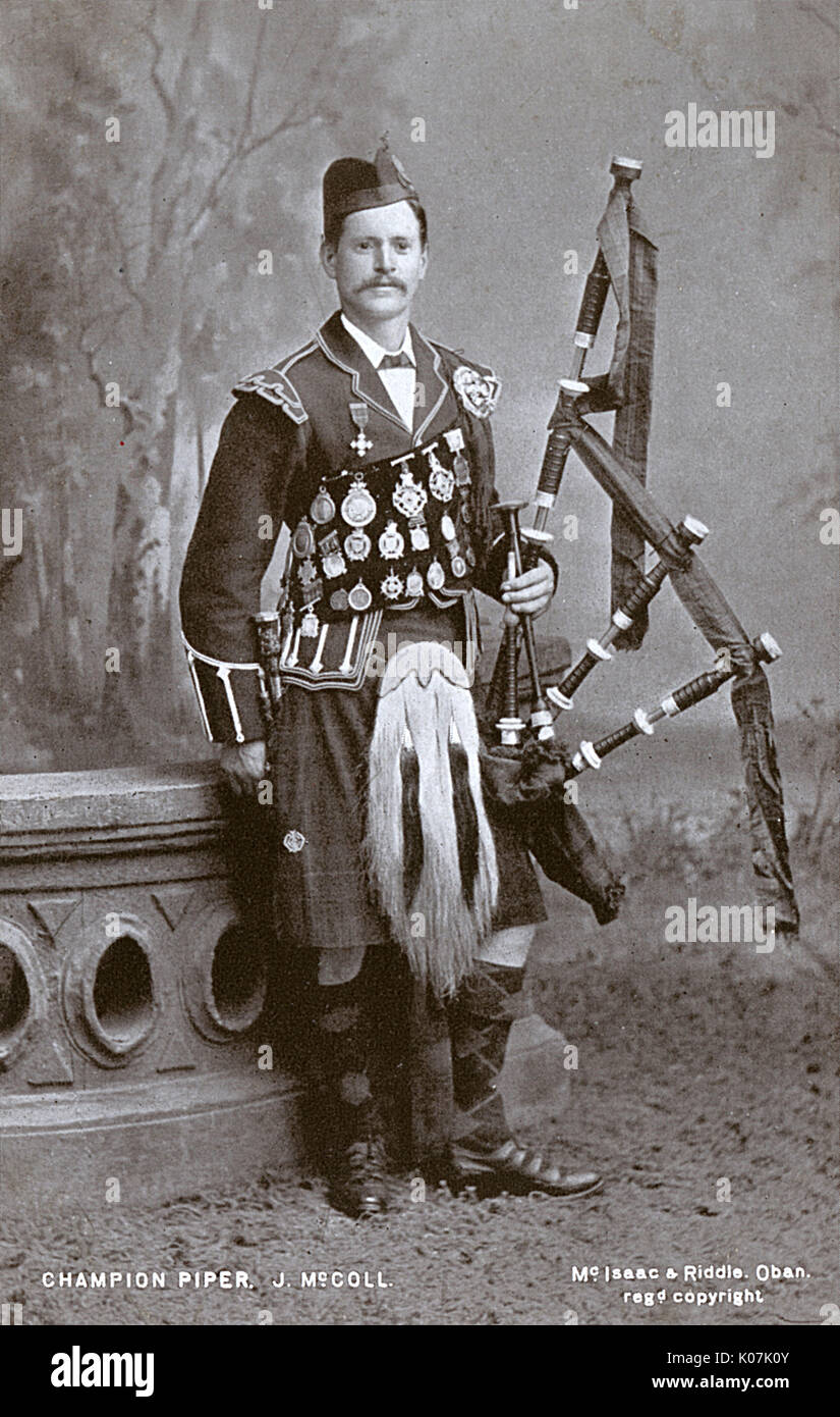 Champion Piper - Oban, Scotland Stock Photo