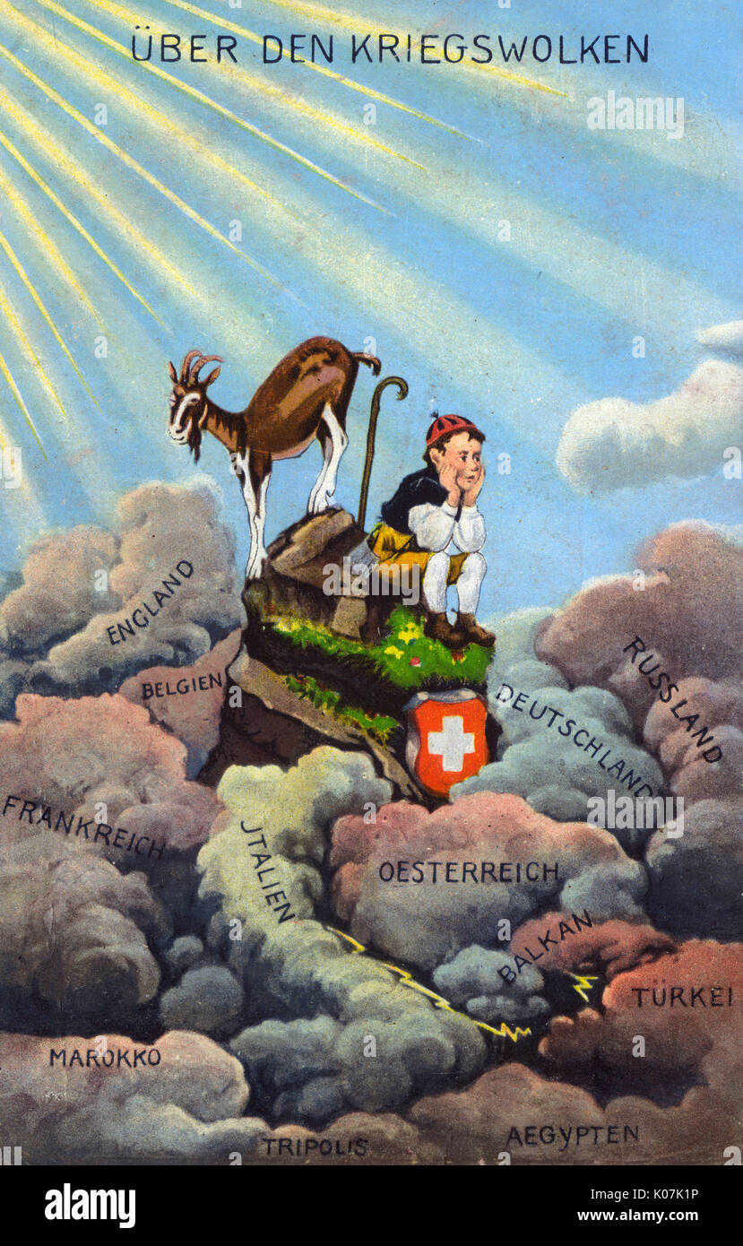 Neutral Switzerland sitting high above the warring world Stock Photo