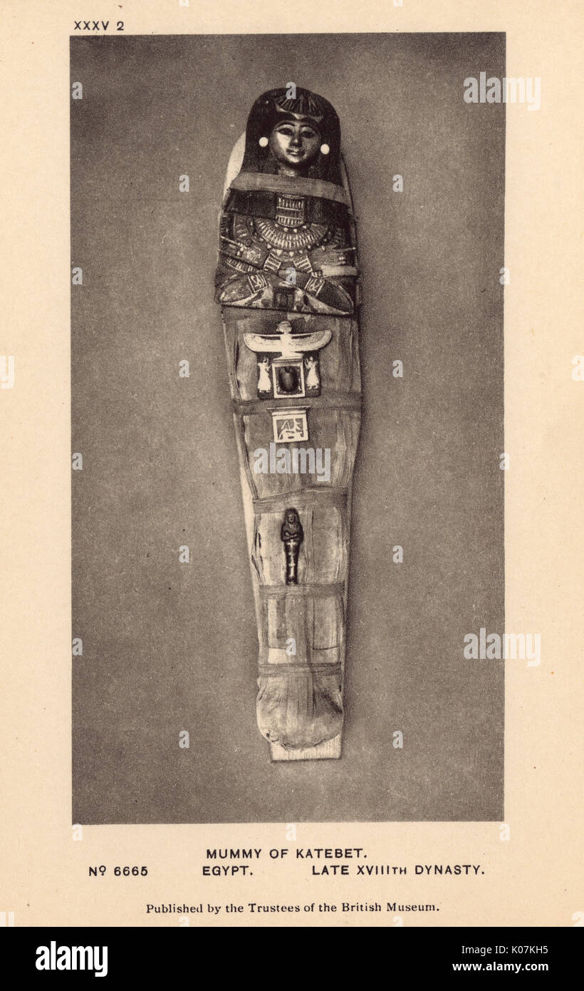 Egyptian Mummy in the British Museum, London - Katebet Stock Photo
