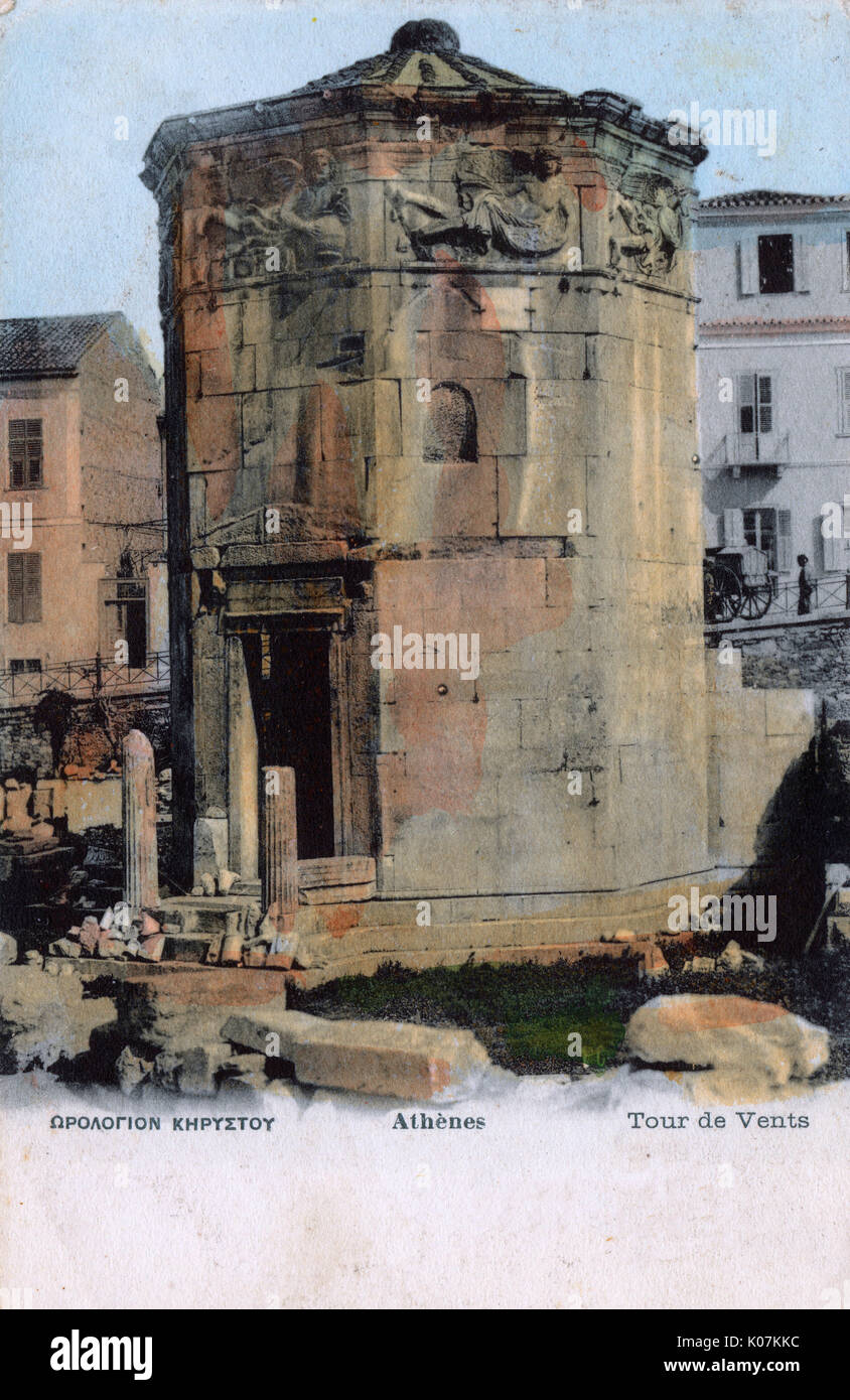 Greece - Plaka, Athens - Tower of the Winds       Date: circa 1910 Stock Photo