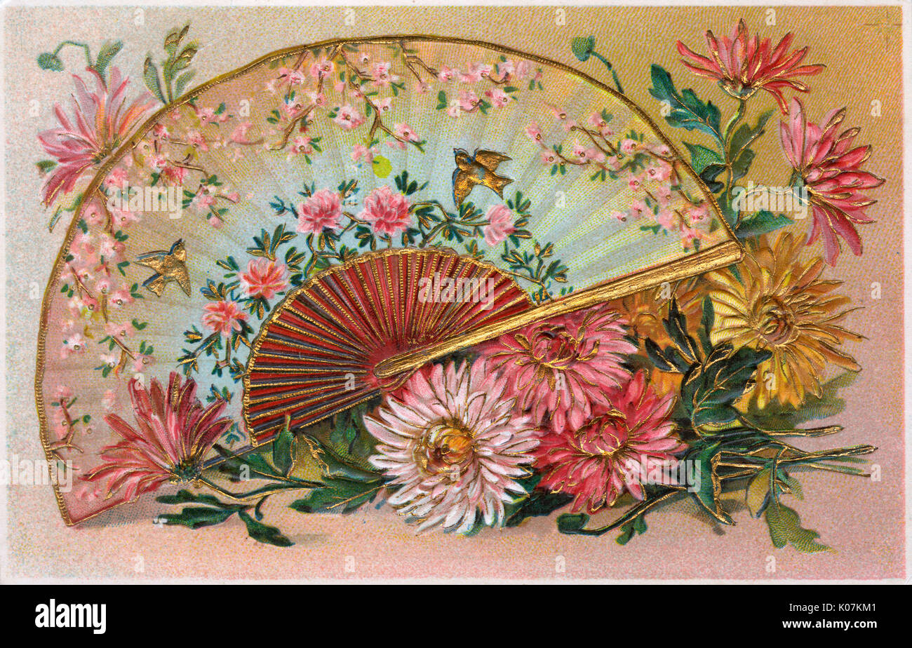 A beautifully decorated and decorative fan Stock Photo