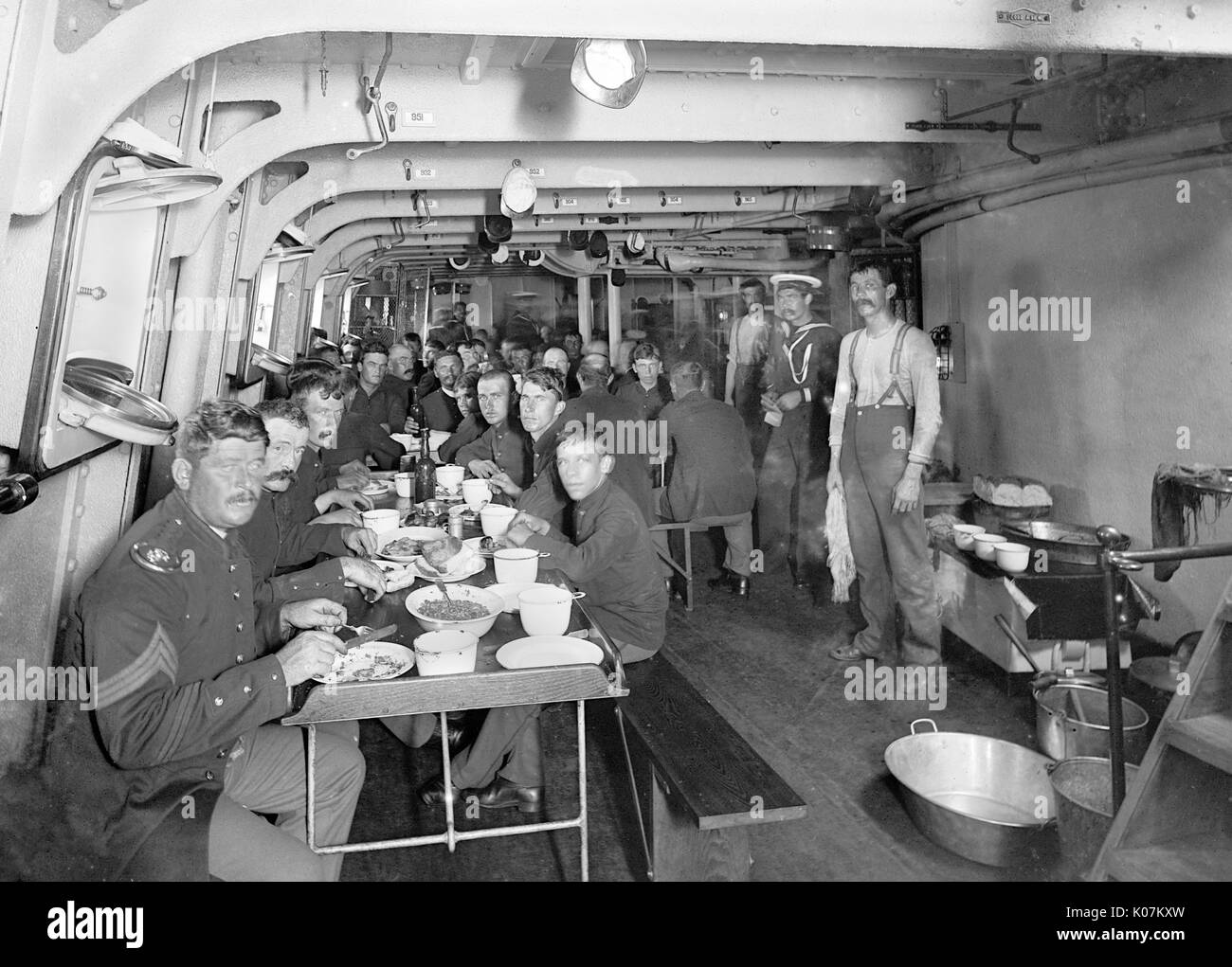 American Navy marines in the mess on the USS Massachusetts Stock Photo ...