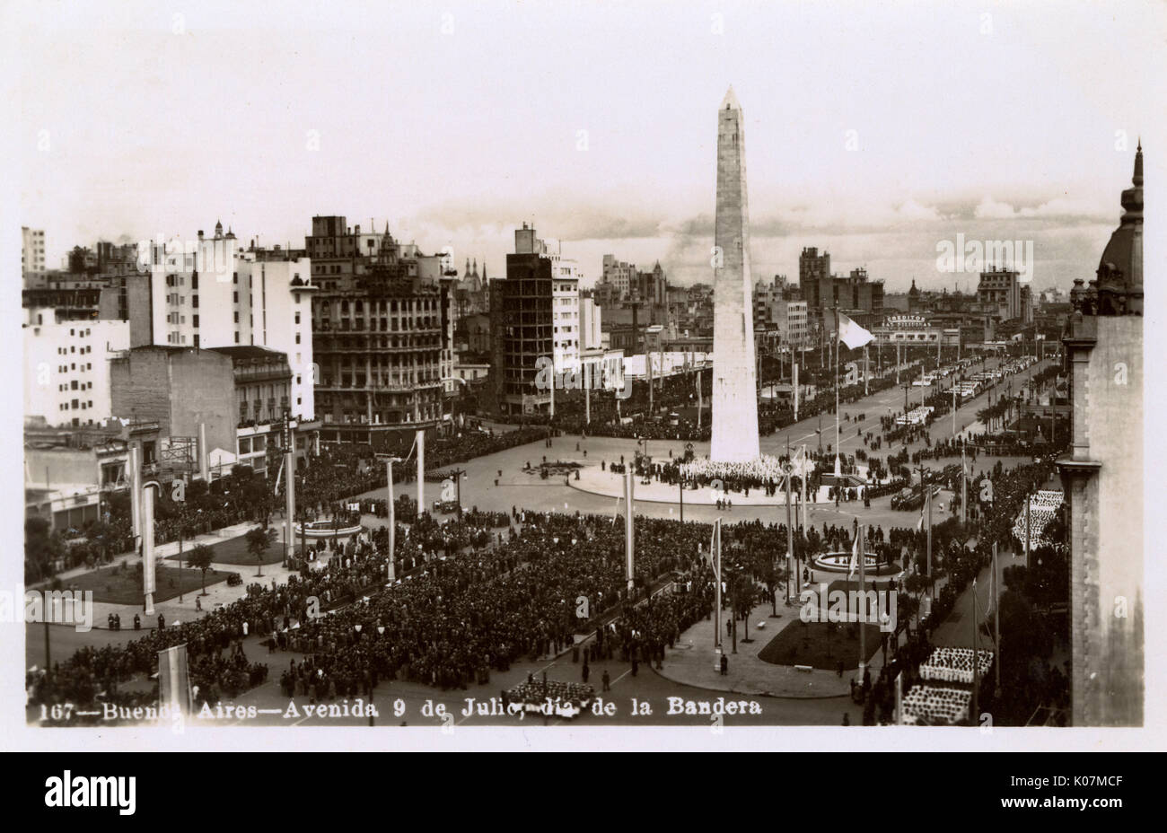 Avenida 9 de Julio - Buenos Aires, Argentina on Flag Day Stock Photo