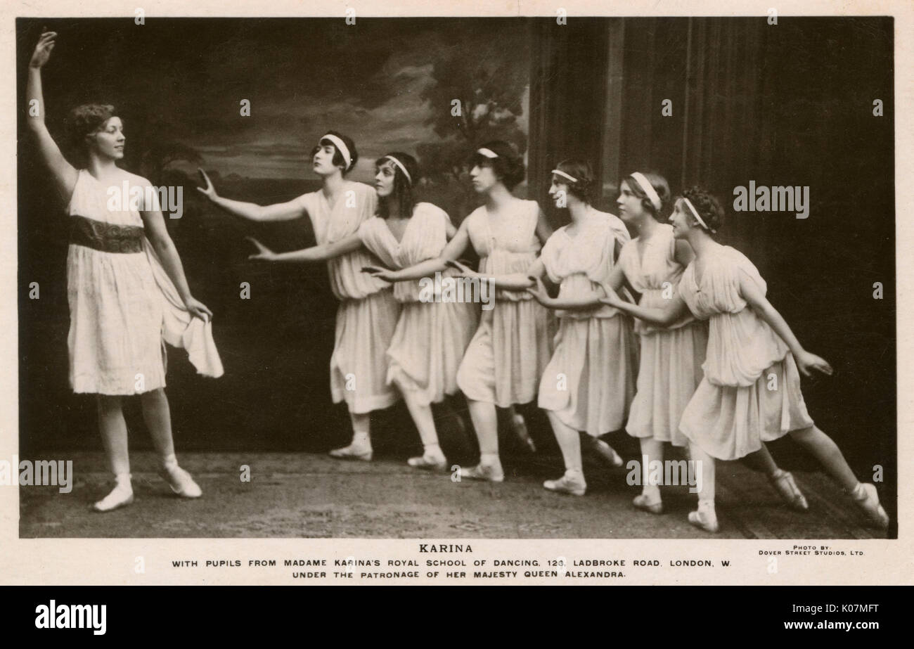Madame Karina and Dancing School Pupils Stock Photo