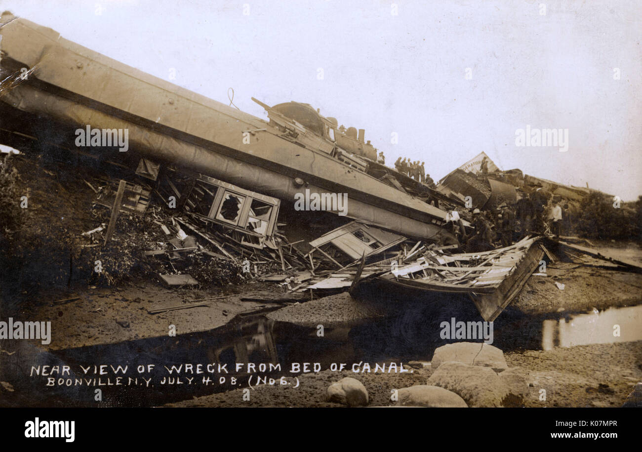 Boonville railway train wreck, New York State, USA Stock Photo