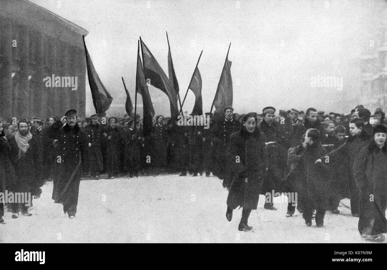 Revolutionists marching, Petrograd, Russia Stock Photo