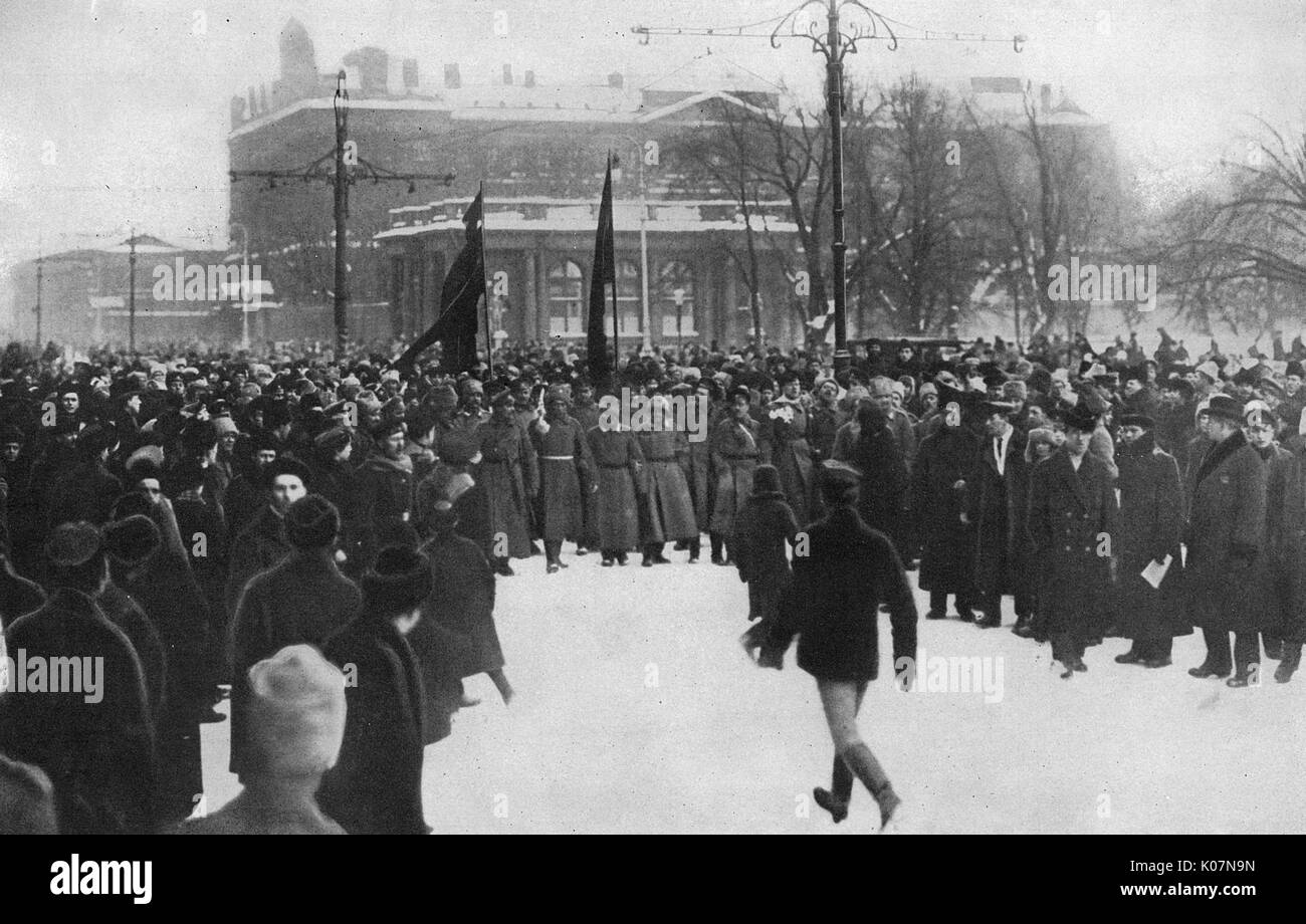 Revolutionists cheered by crowds, Petrograd, Russia Stock Photo