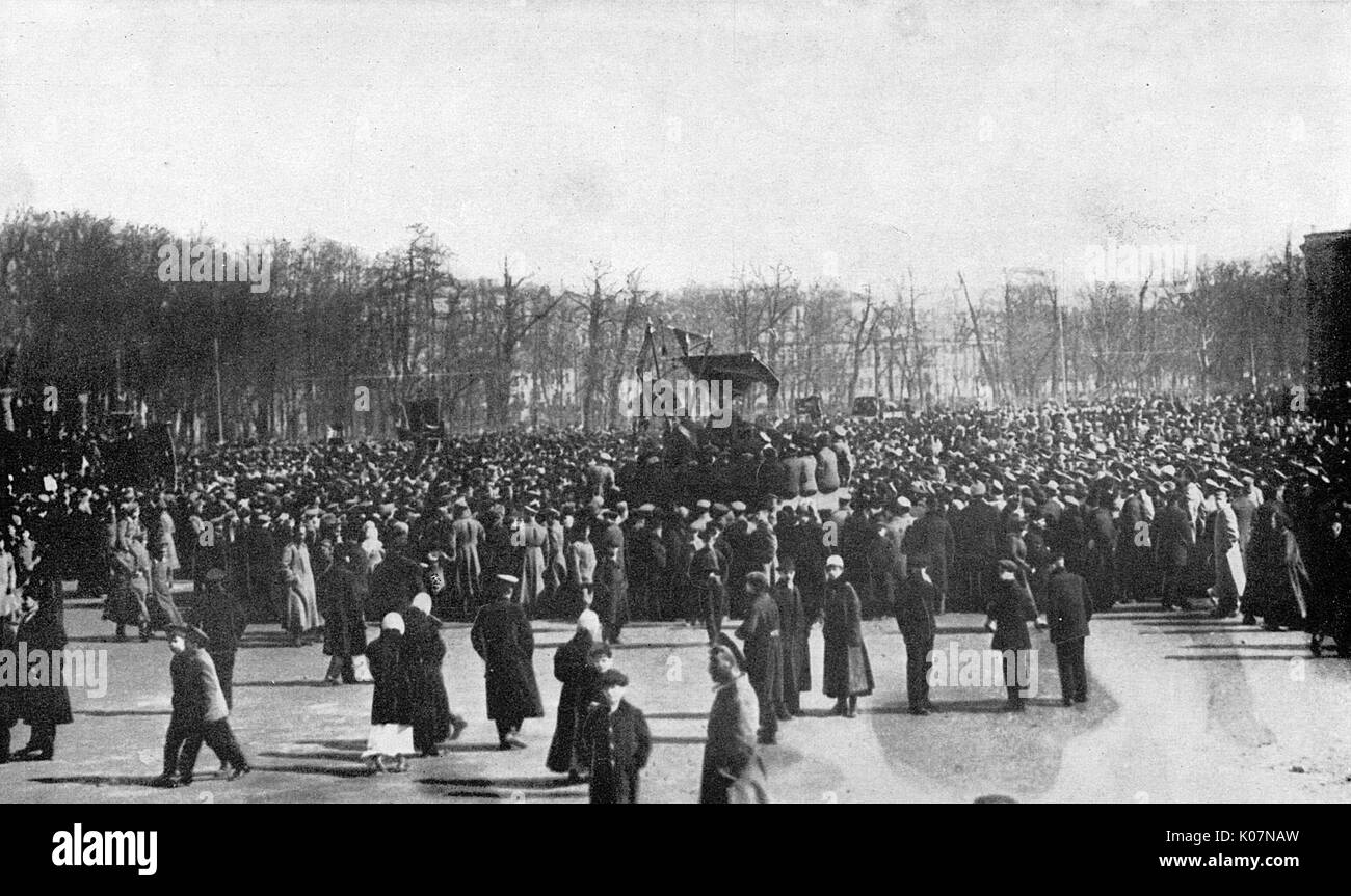 Public gathering during the Revolution, Russia Stock Photo