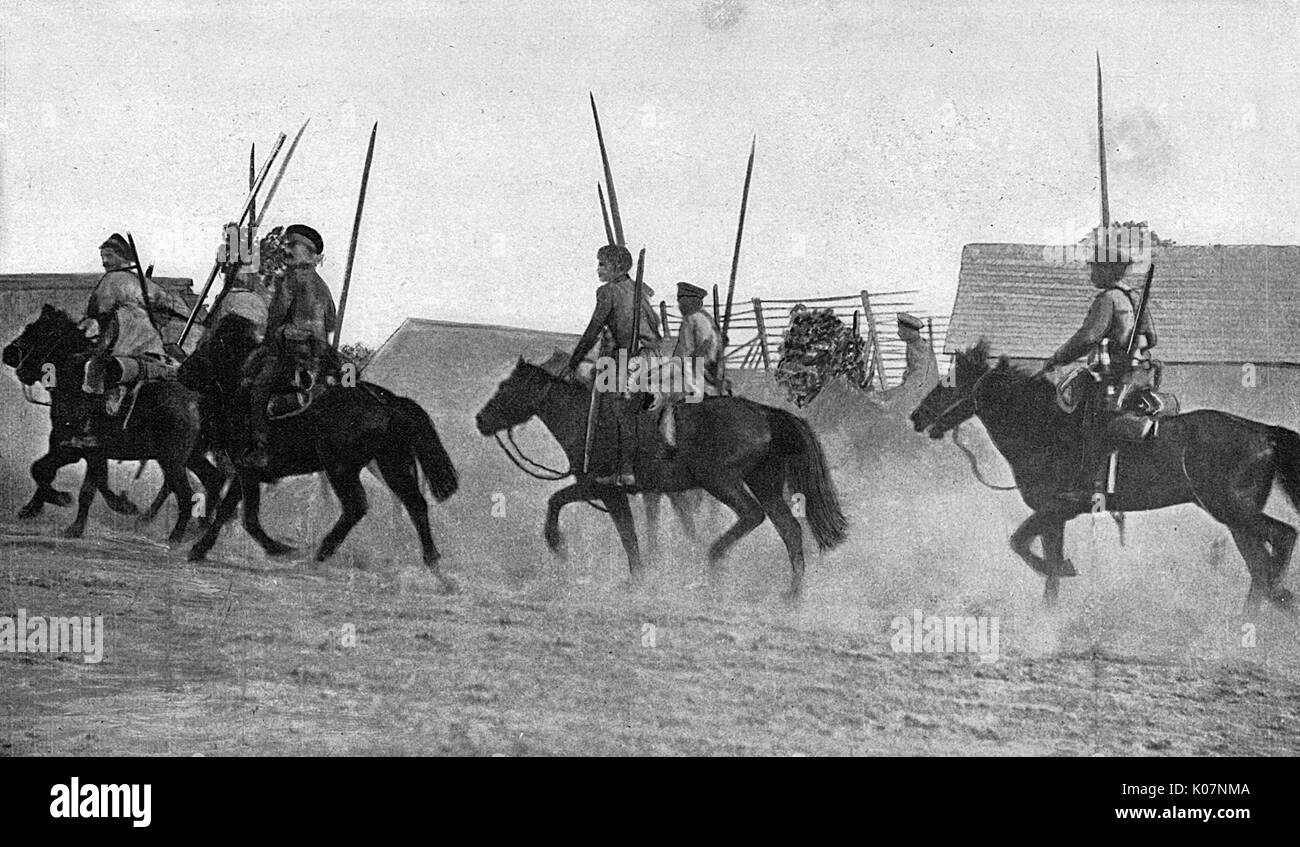 Russian Cossack soldiers, eastern front, WW1 Stock Photo