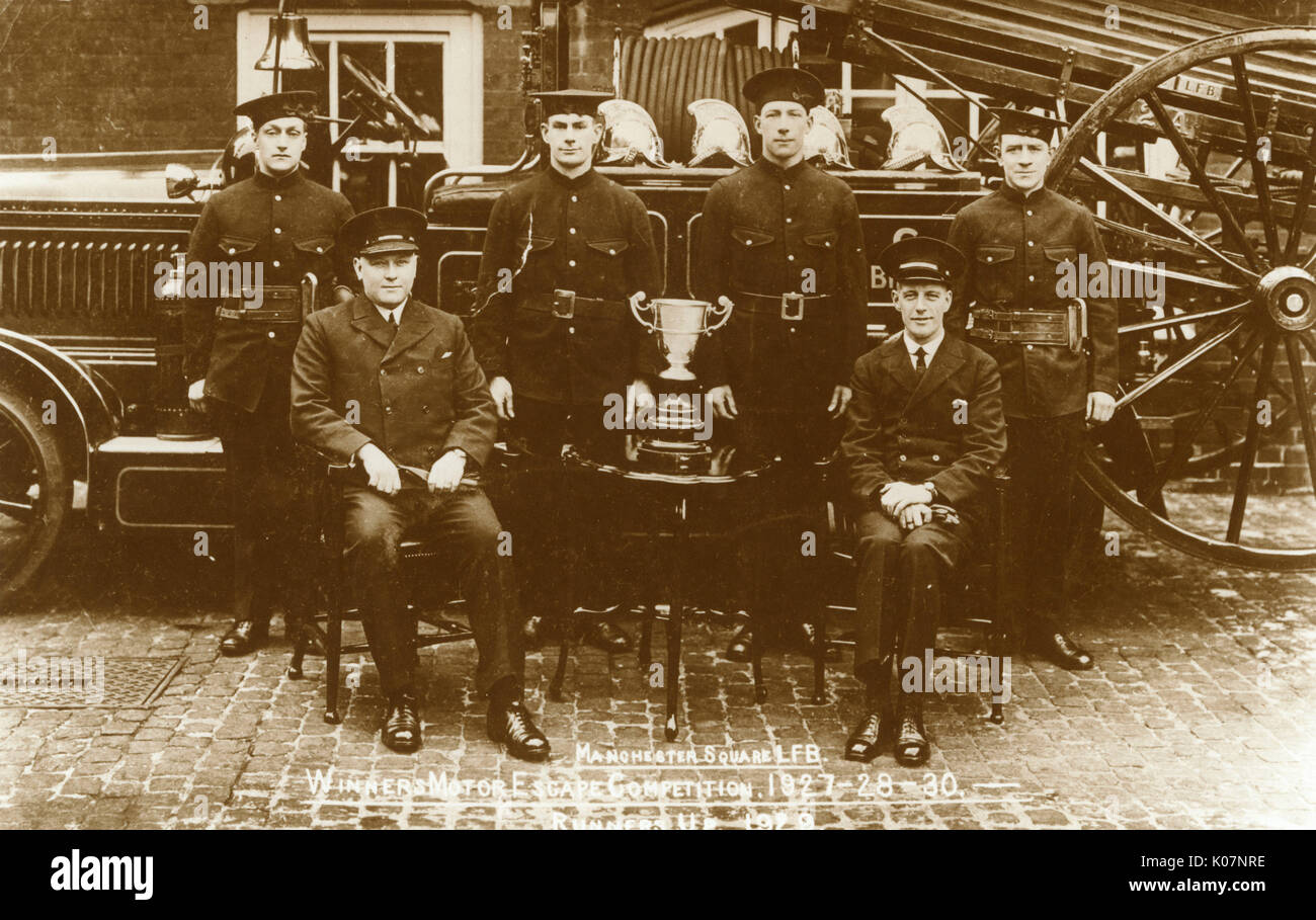 Group photo, London Fire Brigade, Manchester Square Stock Photo