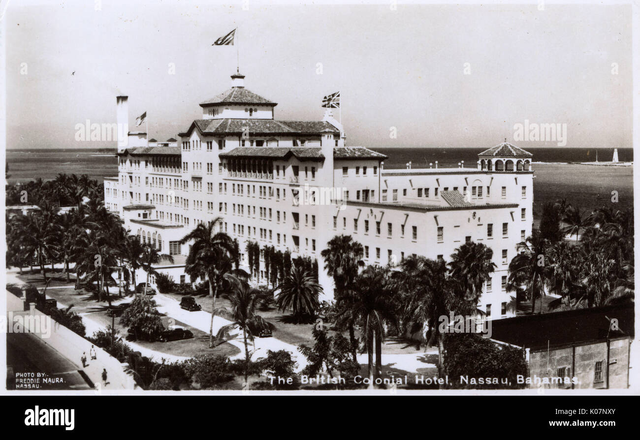 The British Colonial Hotel, Nassau, Bahamas, West Indies, bought and renamed (from Colonial Hotel) in 1932 by Sir Harry Oakes.     Date: circa 1940s Stock Photo