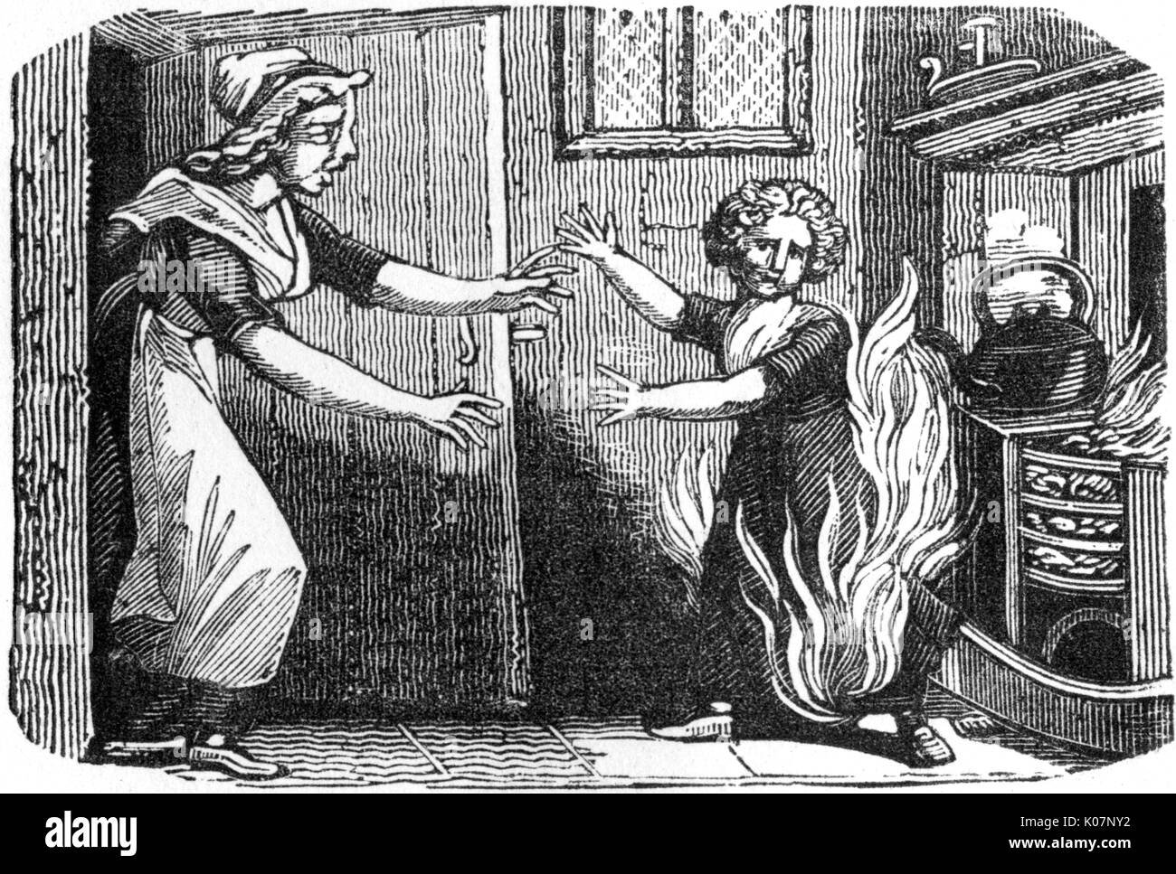Child who played with fire, c.1800 Stock Photo